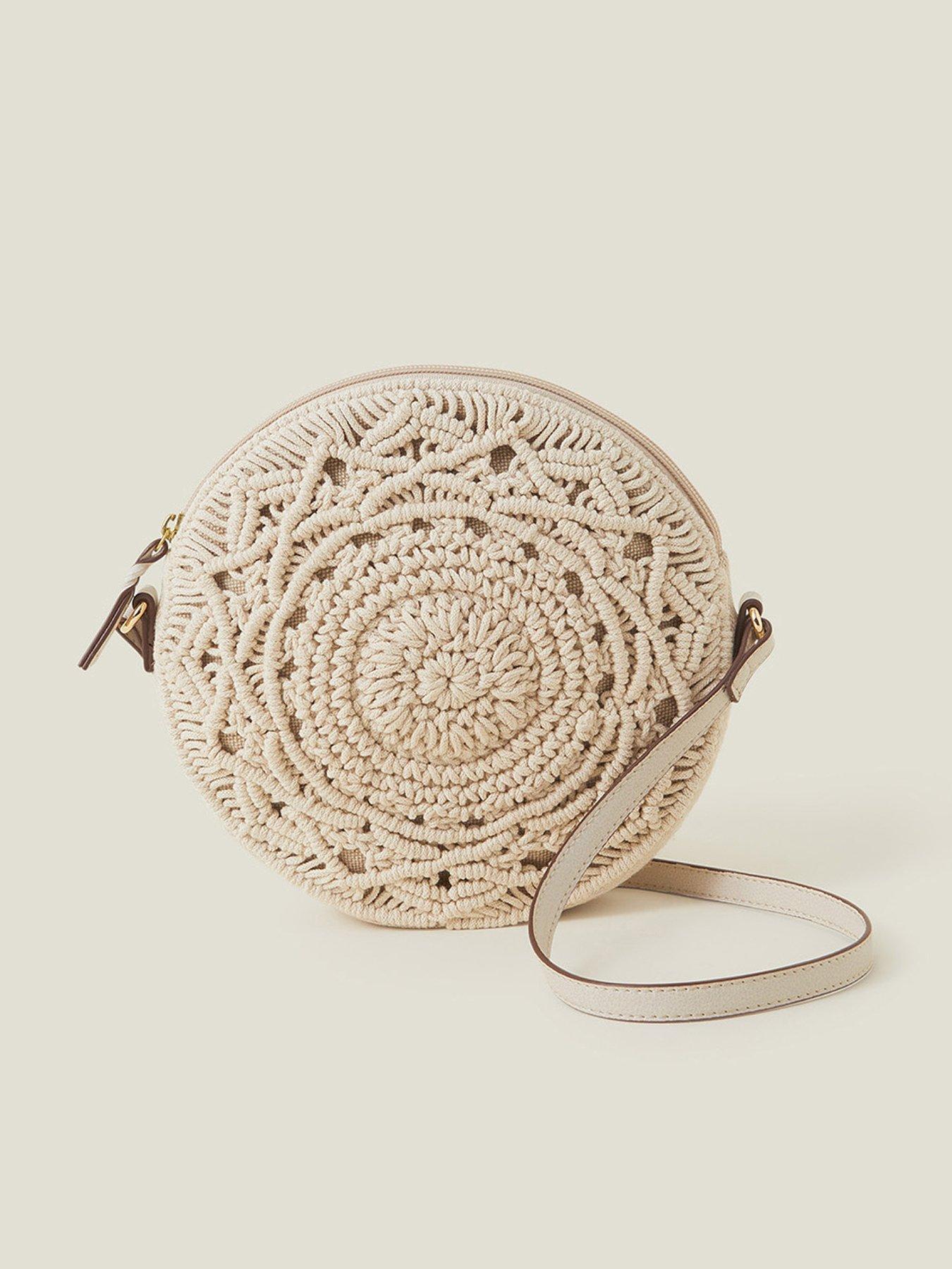 Image 1 of 4 of Accessorize Macrame Circle Cross-body Bag