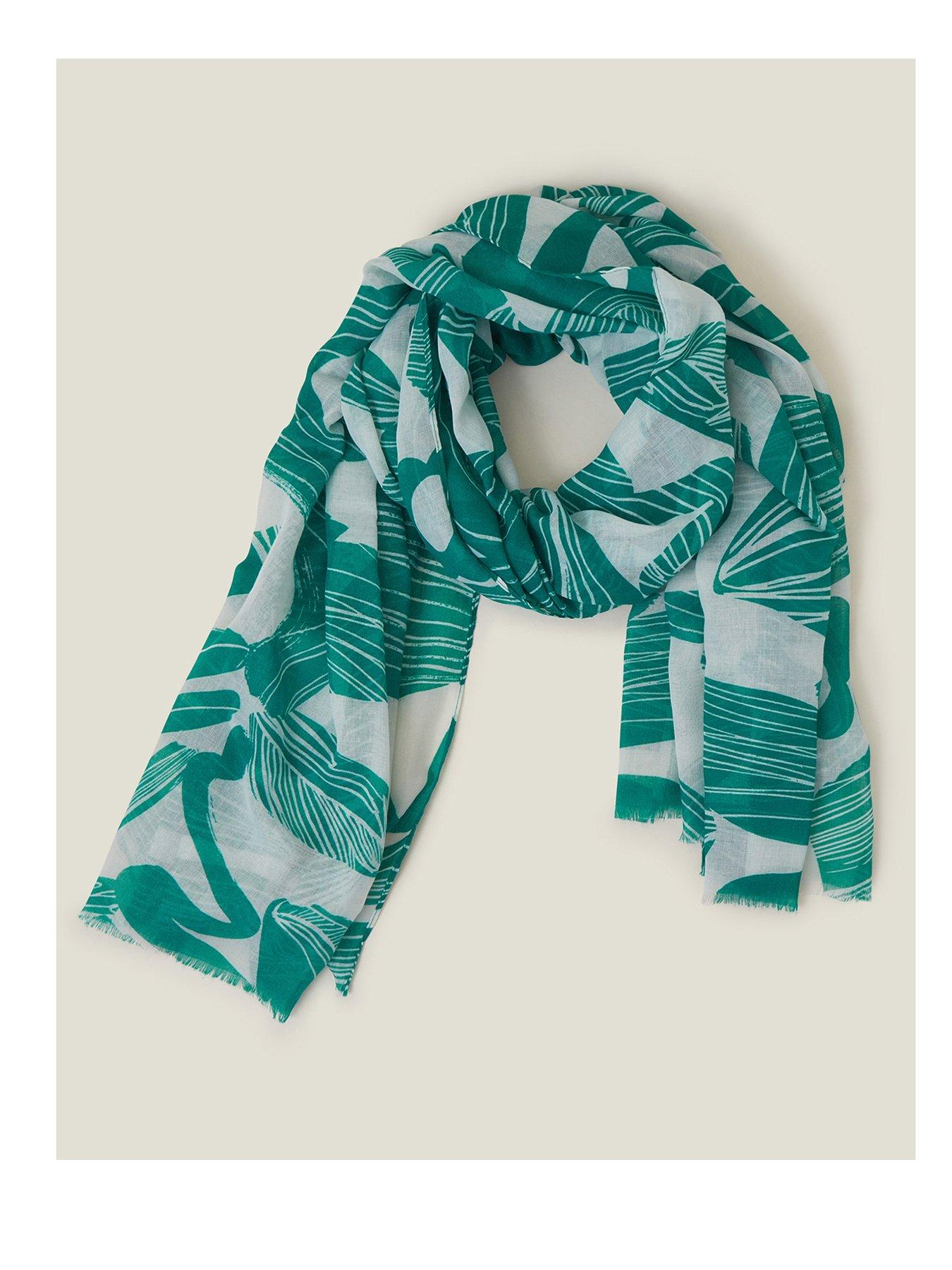 Image 1 of 3 of Accessorize Teal Large Strokes Scarf
