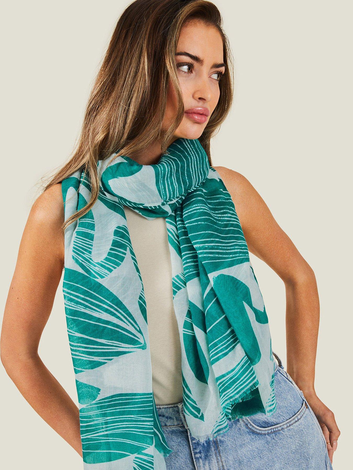 Image 2 of 3 of Accessorize Teal Large Strokes Scarf
