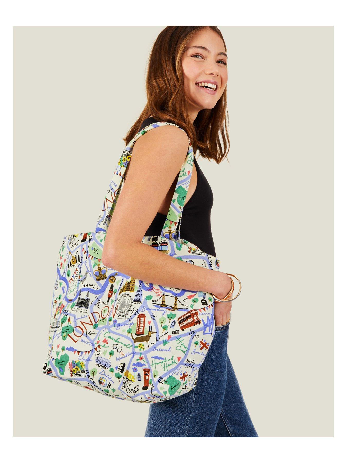 Image 2 of 4 of Accessorize London Map Print Shopper