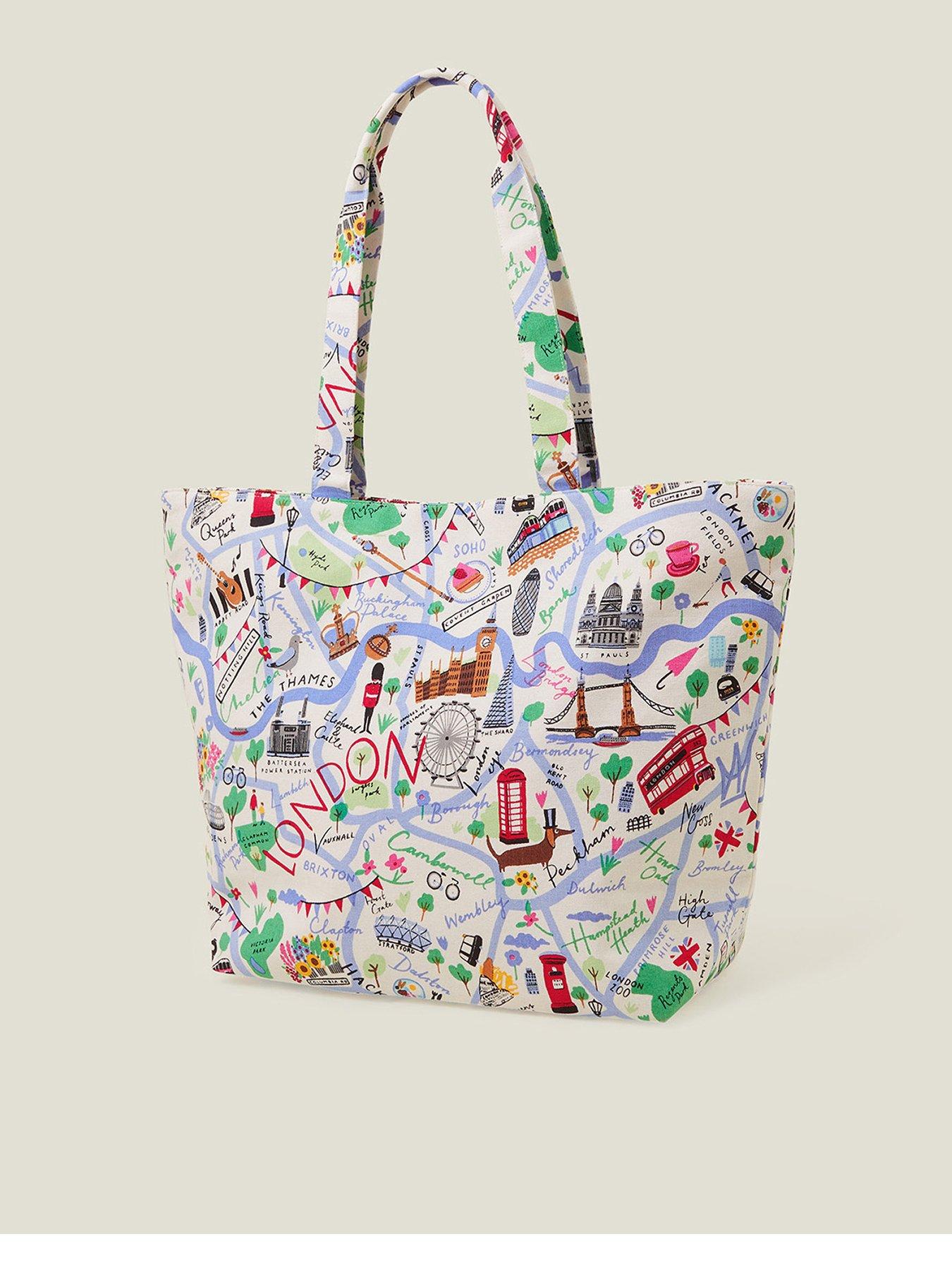 Image 3 of 4 of Accessorize London Map Print Shopper