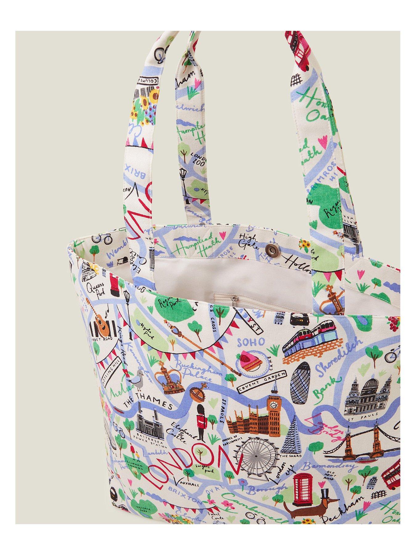 Image 4 of 4 of Accessorize London Map Print Shopper