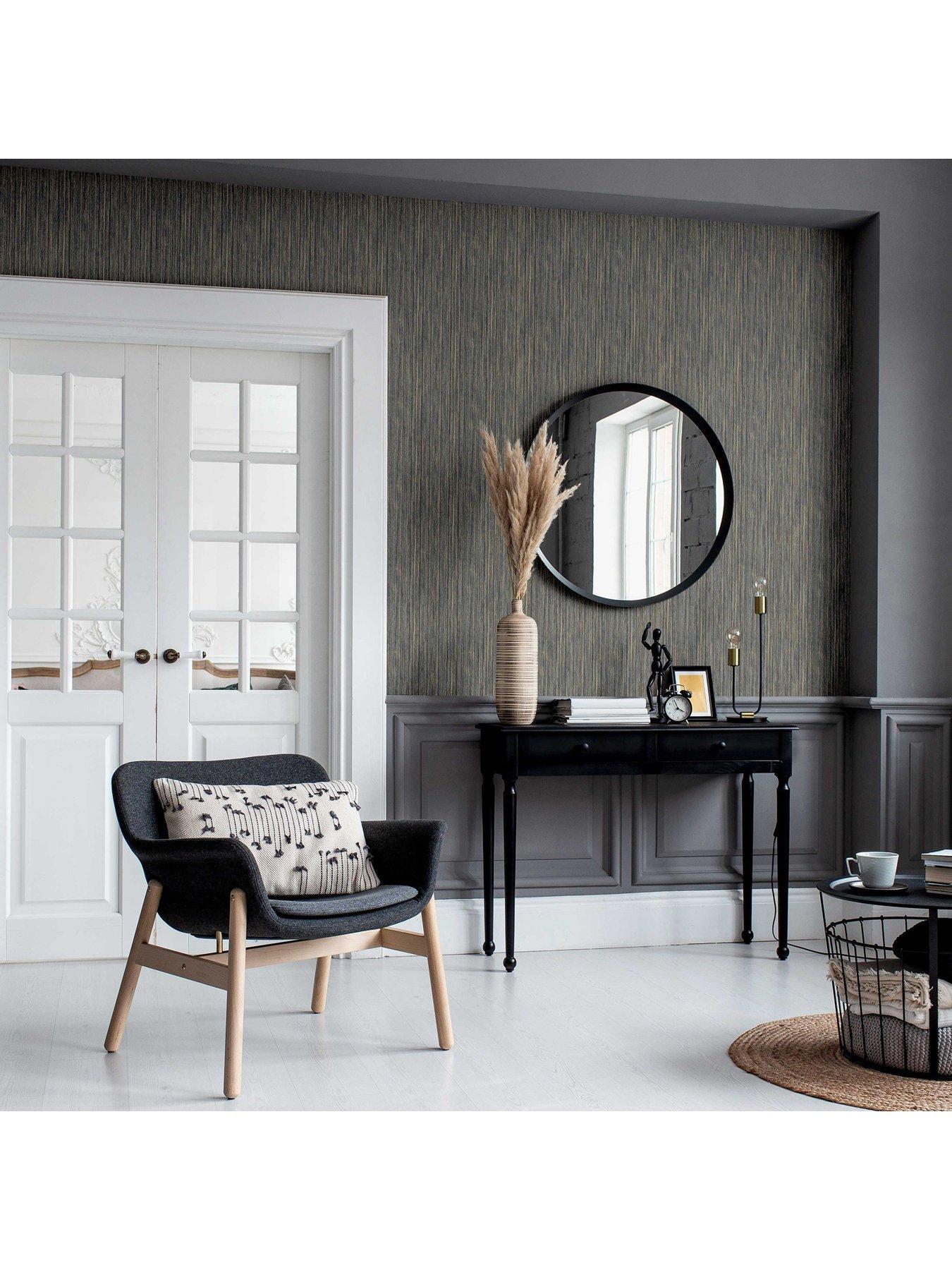Image 2 of 5 of ARTHOUSE Japandi Grasscloth Navy Gold Wallpaper