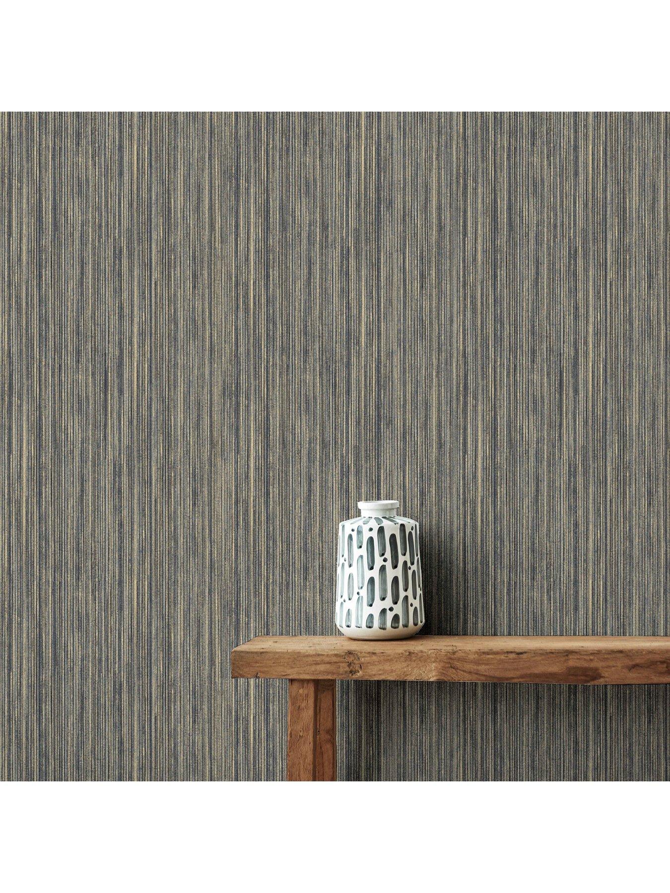 Image 3 of 5 of ARTHOUSE Japandi Grasscloth Navy Gold Wallpaper