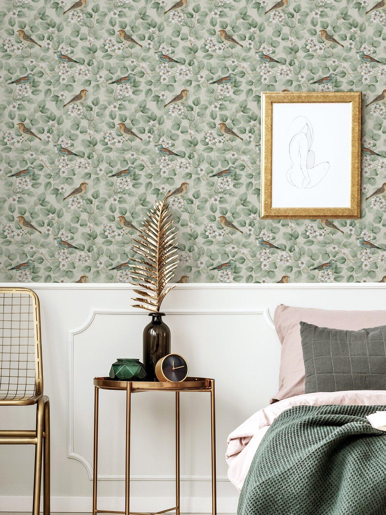 Product photograph of Arthouse Birds And Blossoms Wallpaper - Green from very.co.uk