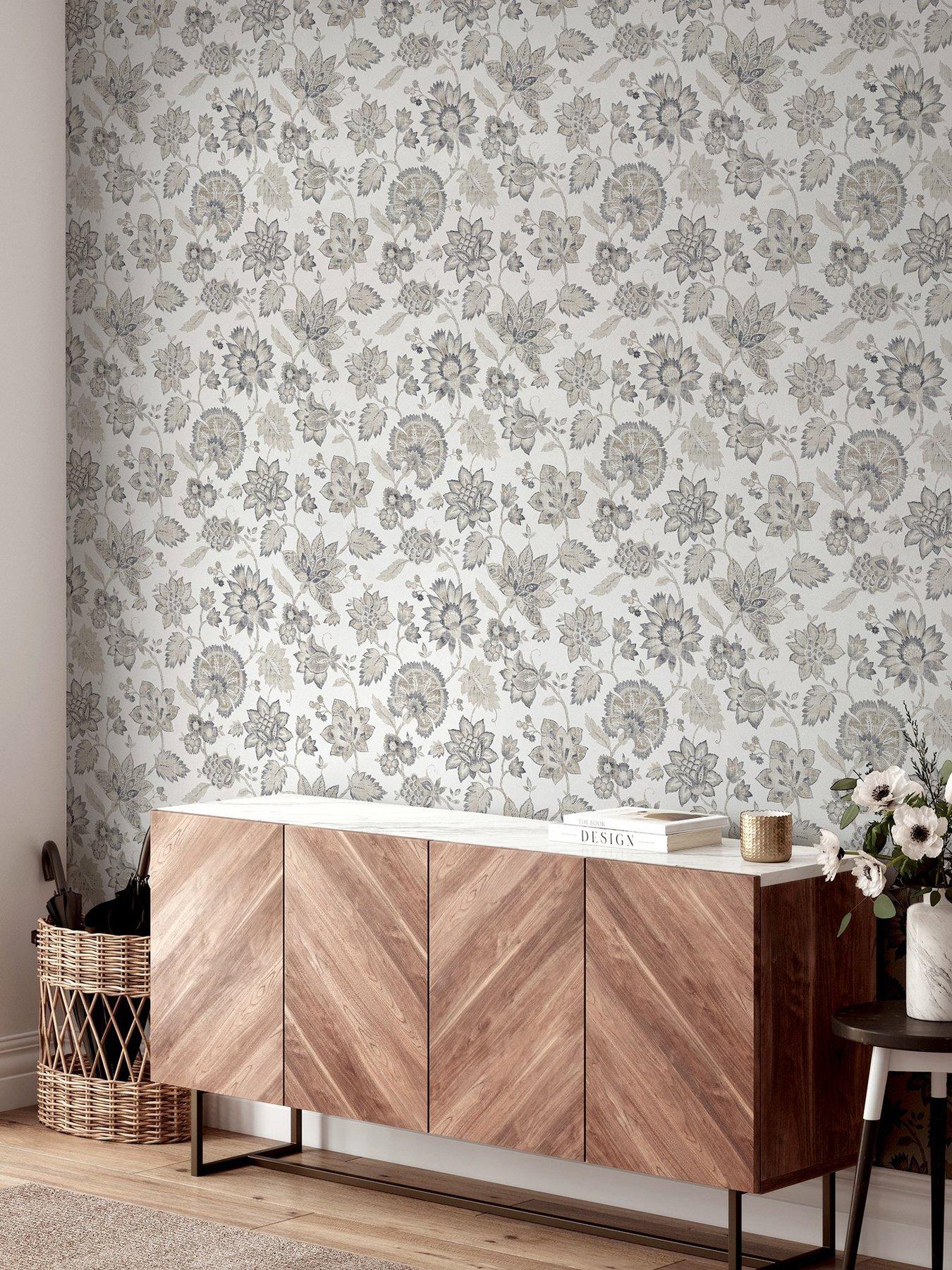 Product photograph of Arthouse Soft Jacobean Trail Wallpaper - Soft Grey from very.co.uk