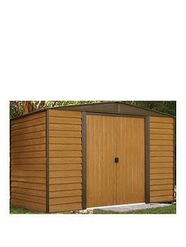 Product photograph of Rowlinson 10x6 Woodvale Metal Apex Shed from very.co.uk