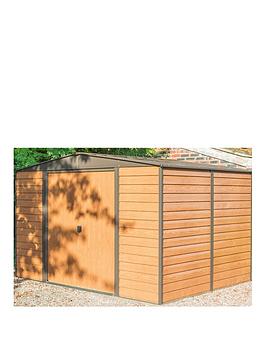 Product photograph of Rowlinson 10x12 Woodvale Metal Apex Shed from very.co.uk
