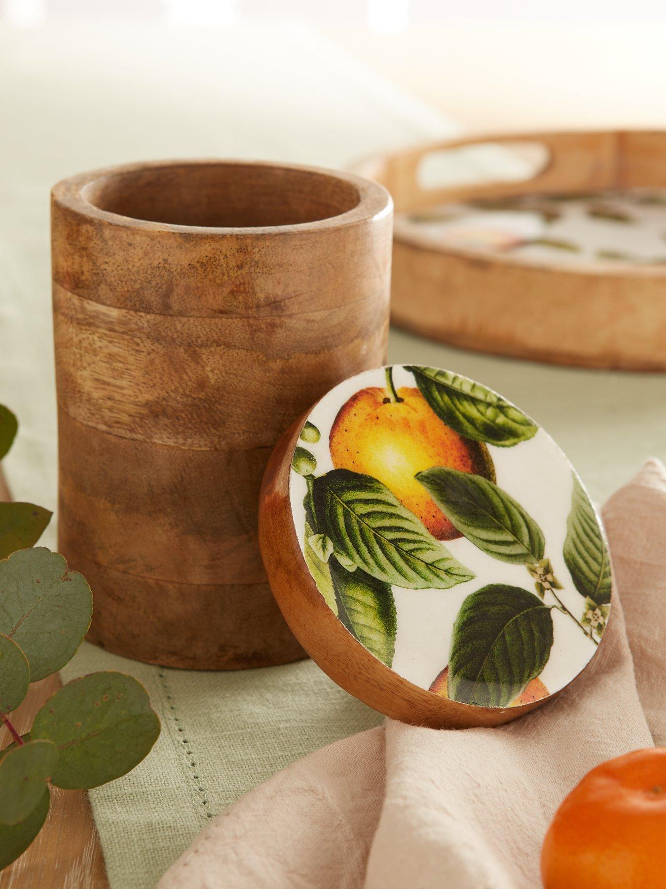 Product photograph of Very Home Orange Blossom 16 Cm Mango Wood Storage Jar from very.co.uk