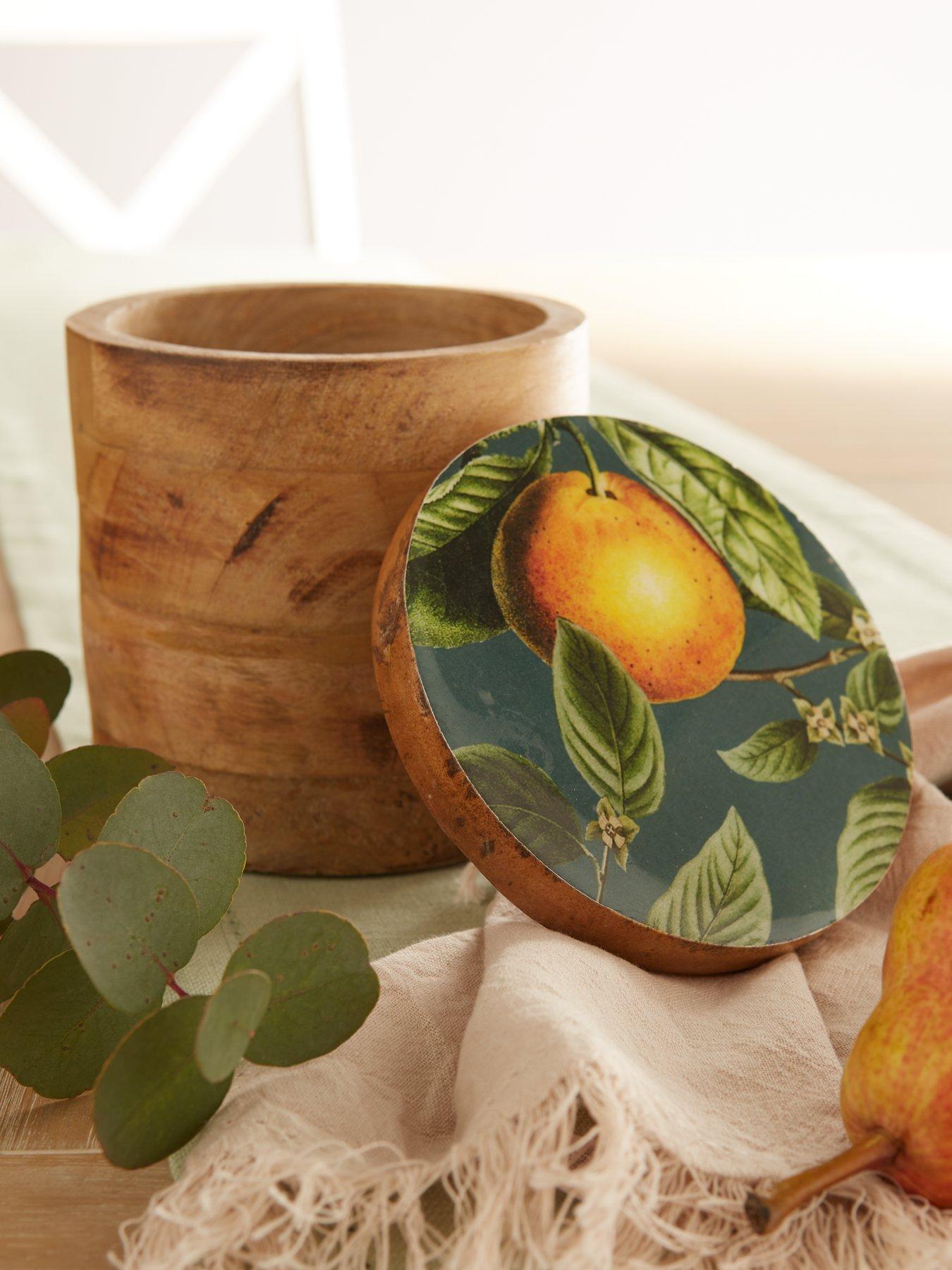 undefined Orange Blossom 20 cm Mango Wood Storage Jar