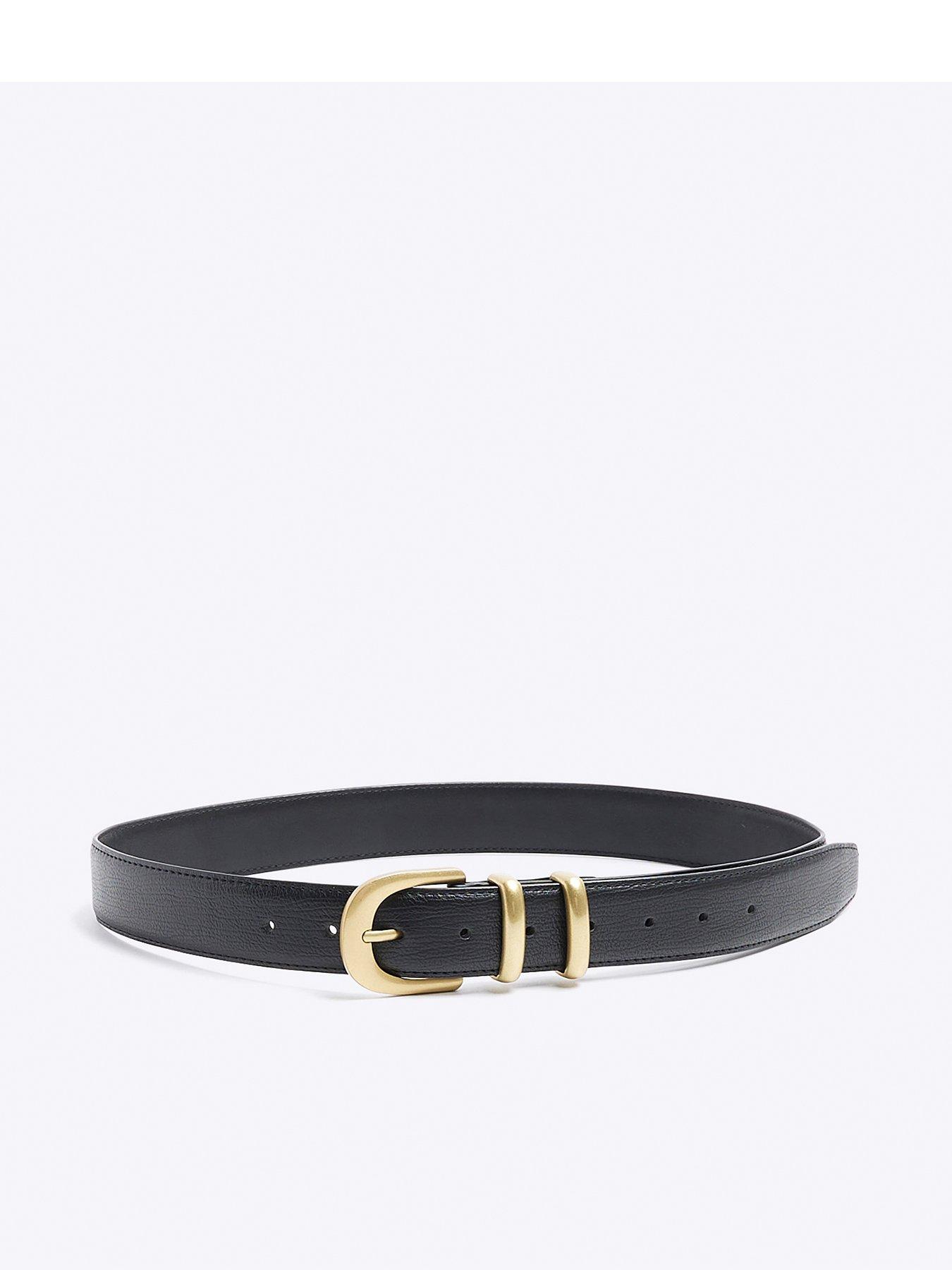 River Island Double Buckle Belt - Black | Very.co.uk