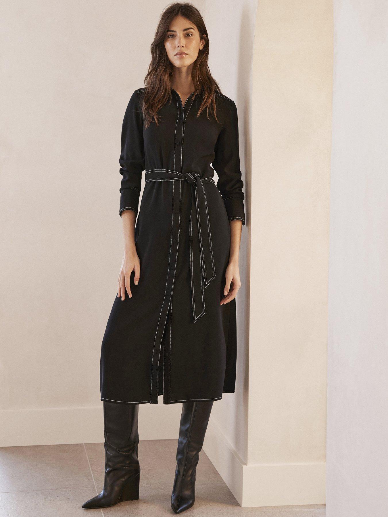 Mint Velvet Contrast Stitch Midi Dress | Very.co.uk