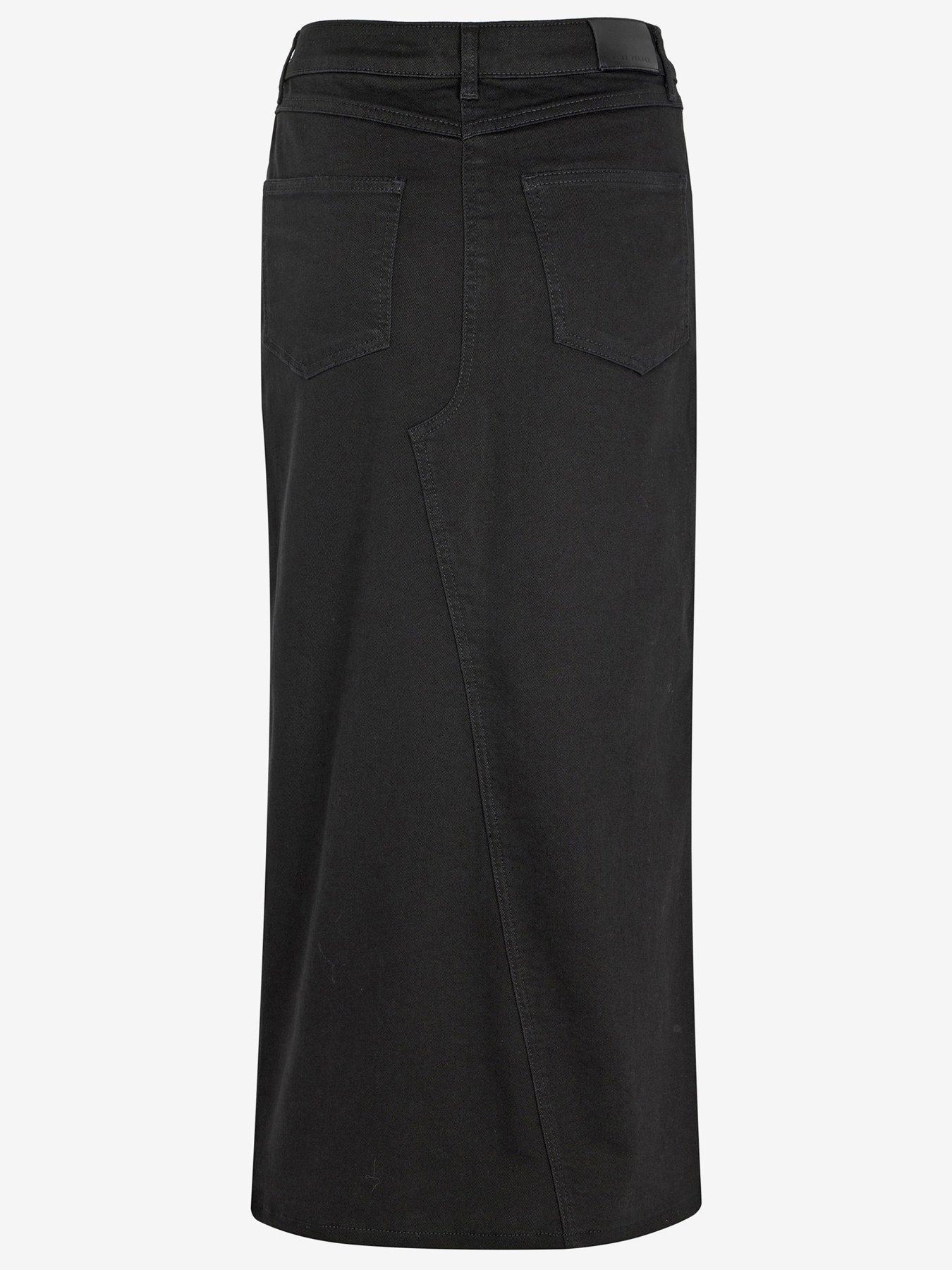 Black denim midi skirt uk best sale