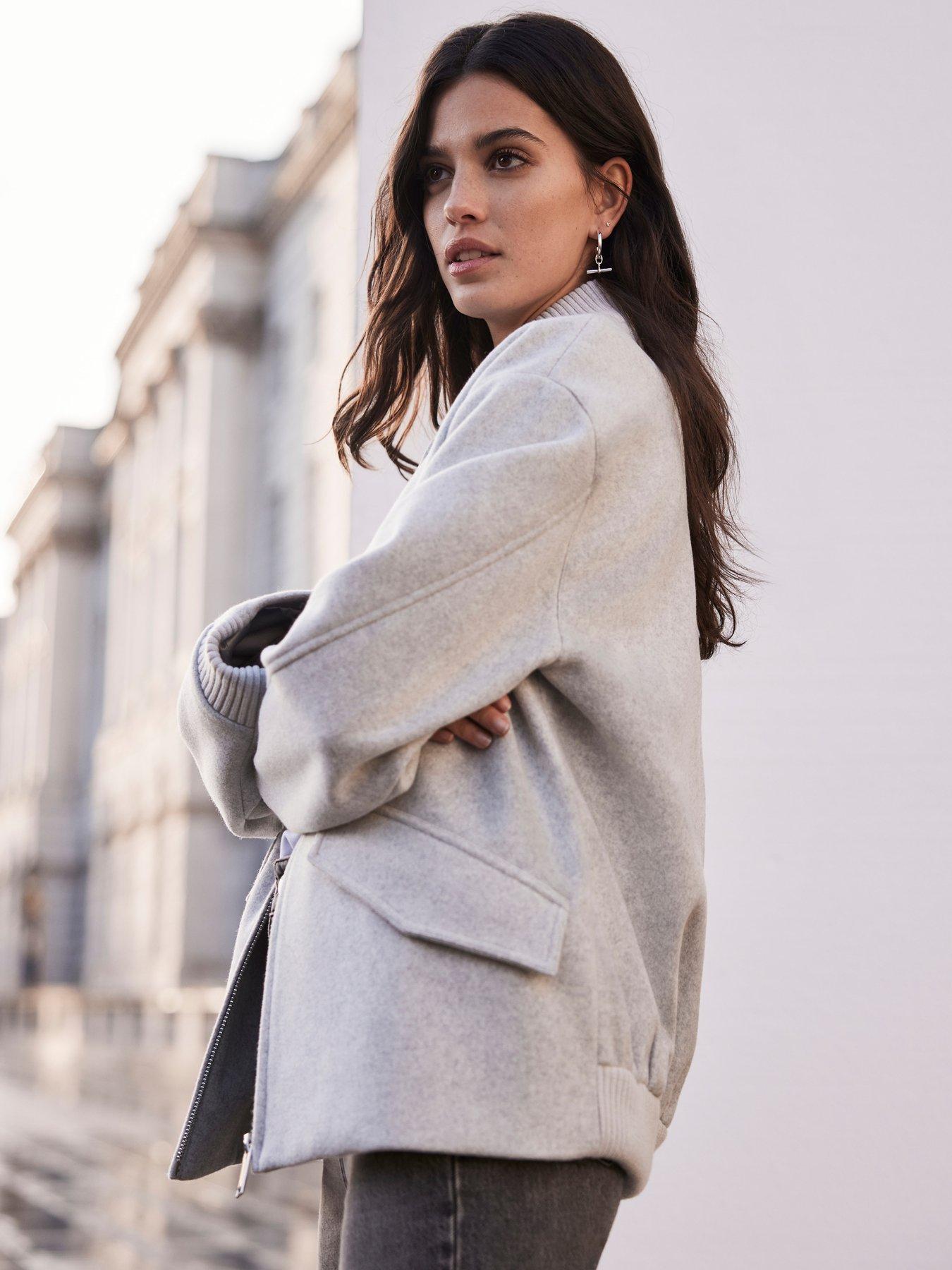 Grey Wool Bomber Jacket