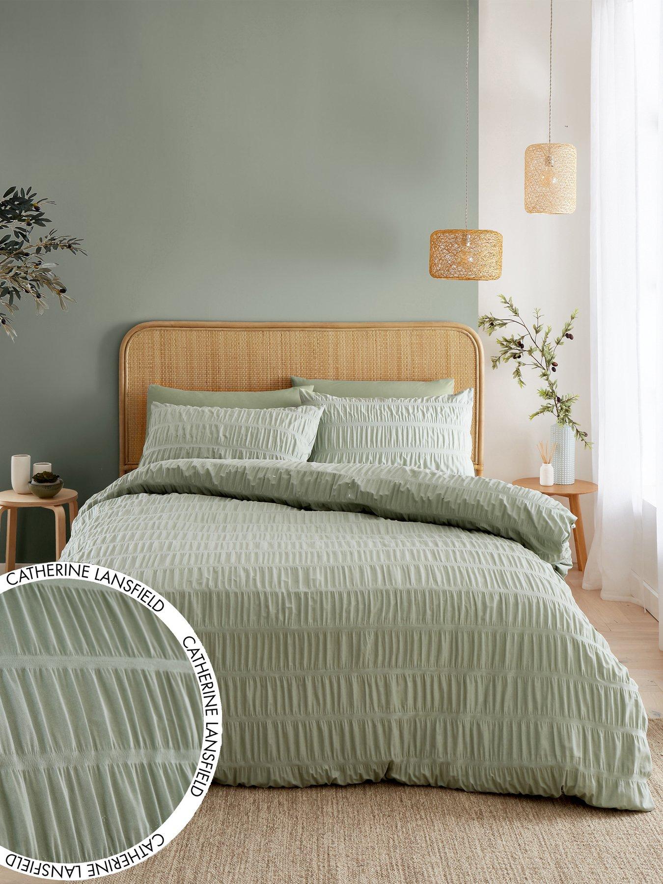 undefined Seersucker Duvet Cover Set - Sage