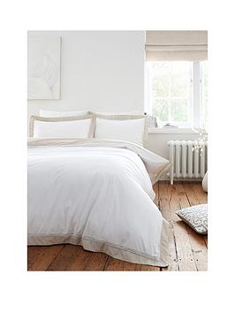 Product photograph of Bianca Oxford Lace Trim 100 Cotton Duvet Cover Set from very.co.uk