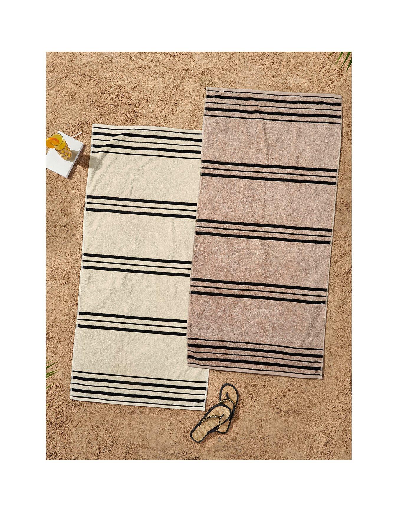 Catherine Lansfield Stripe Beach Towel Twin Pack