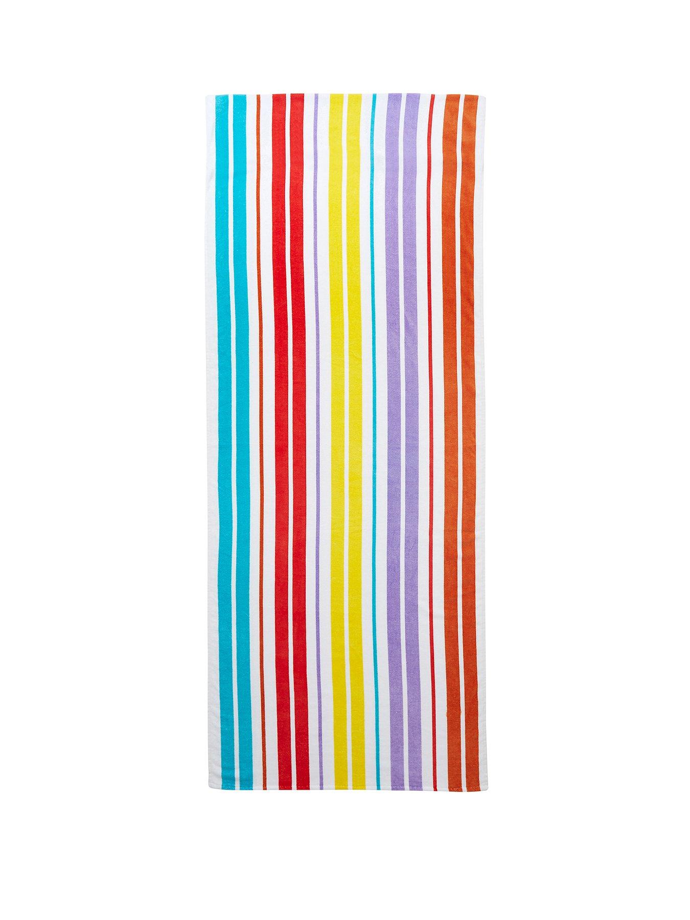 Image 2 of 5 of Catherine Lansfield Rainbow Stripe Cotton Beach Towel