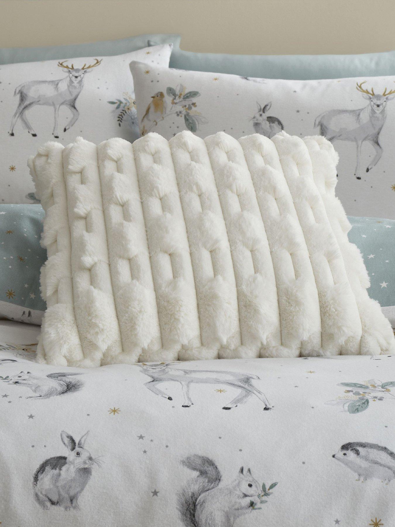 Product photograph of Bianca Carved Faux Fur Cosy Cushion - Cream from very.co.uk