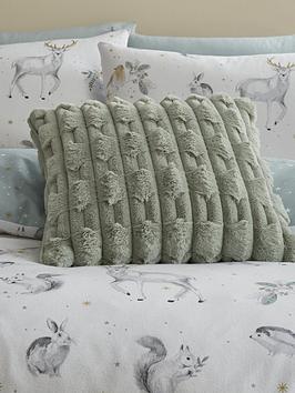 Product photograph of Bianca Carved Faux Fur Cosy Cushion In Sage from very.co.uk
