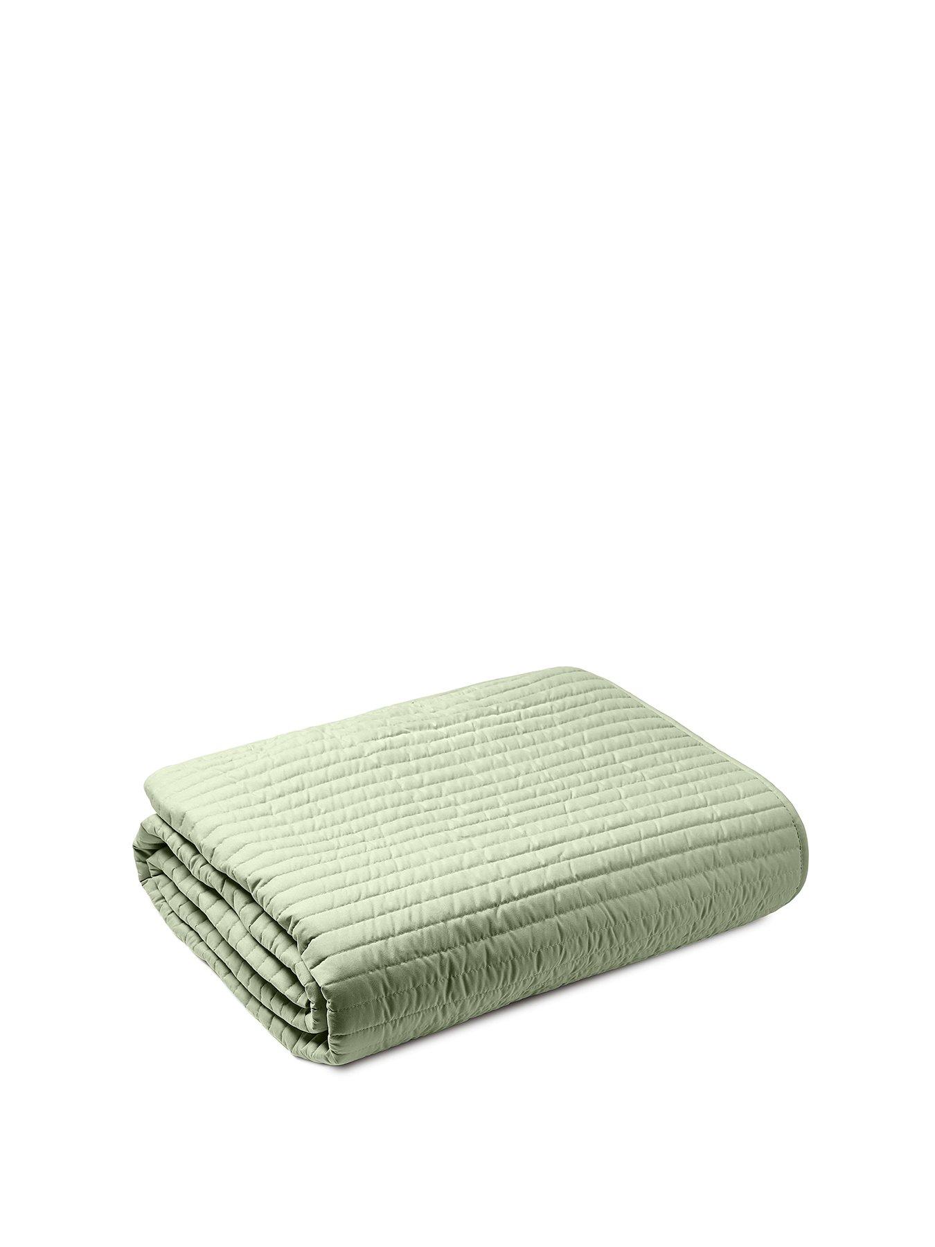 Image 2 of 3 of Bianca Quilted Lines Bedspread Throw - Sage