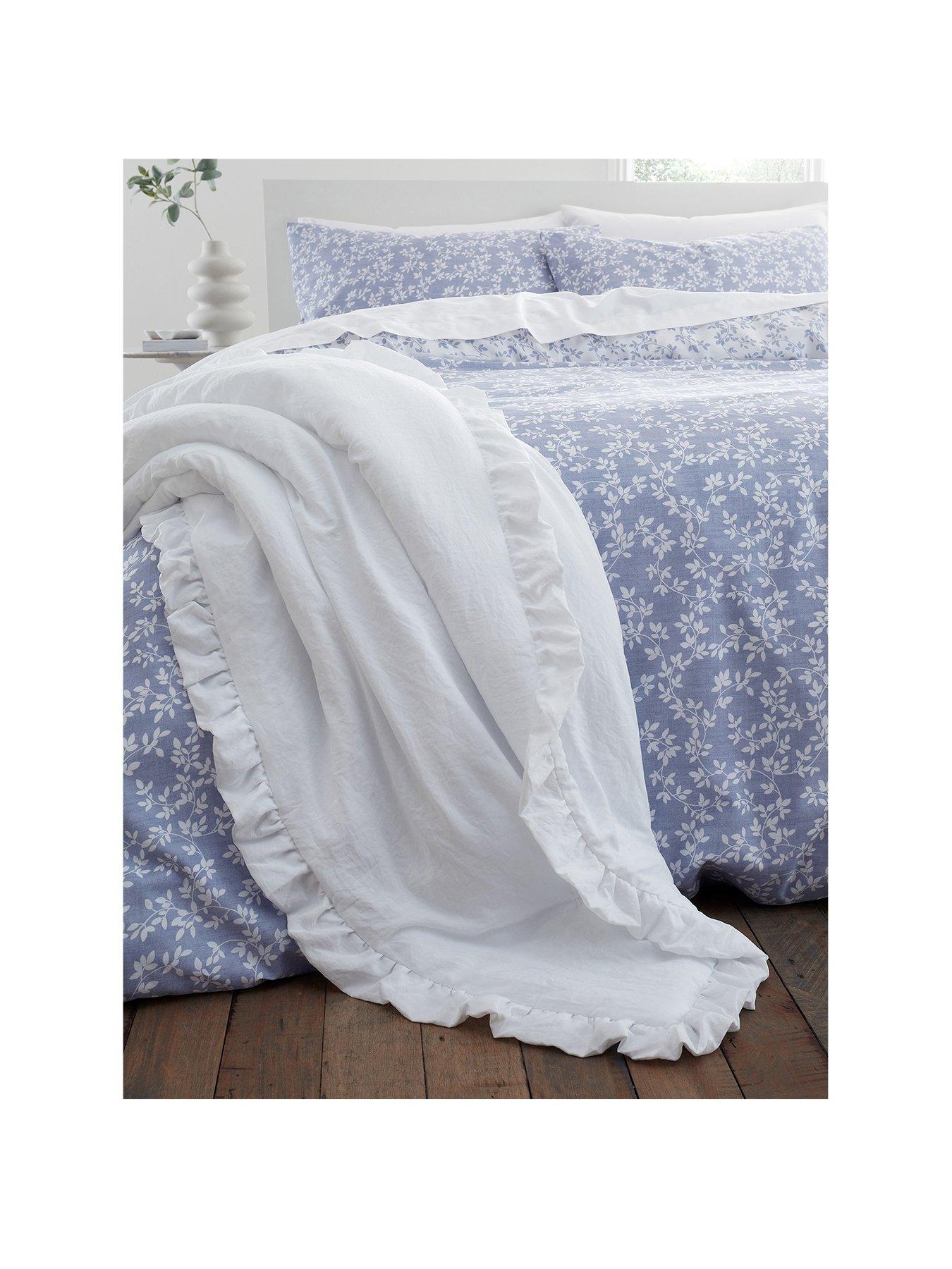 Product photograph of Bianca Soft Washed Frill Bedspread - White from very.co.uk