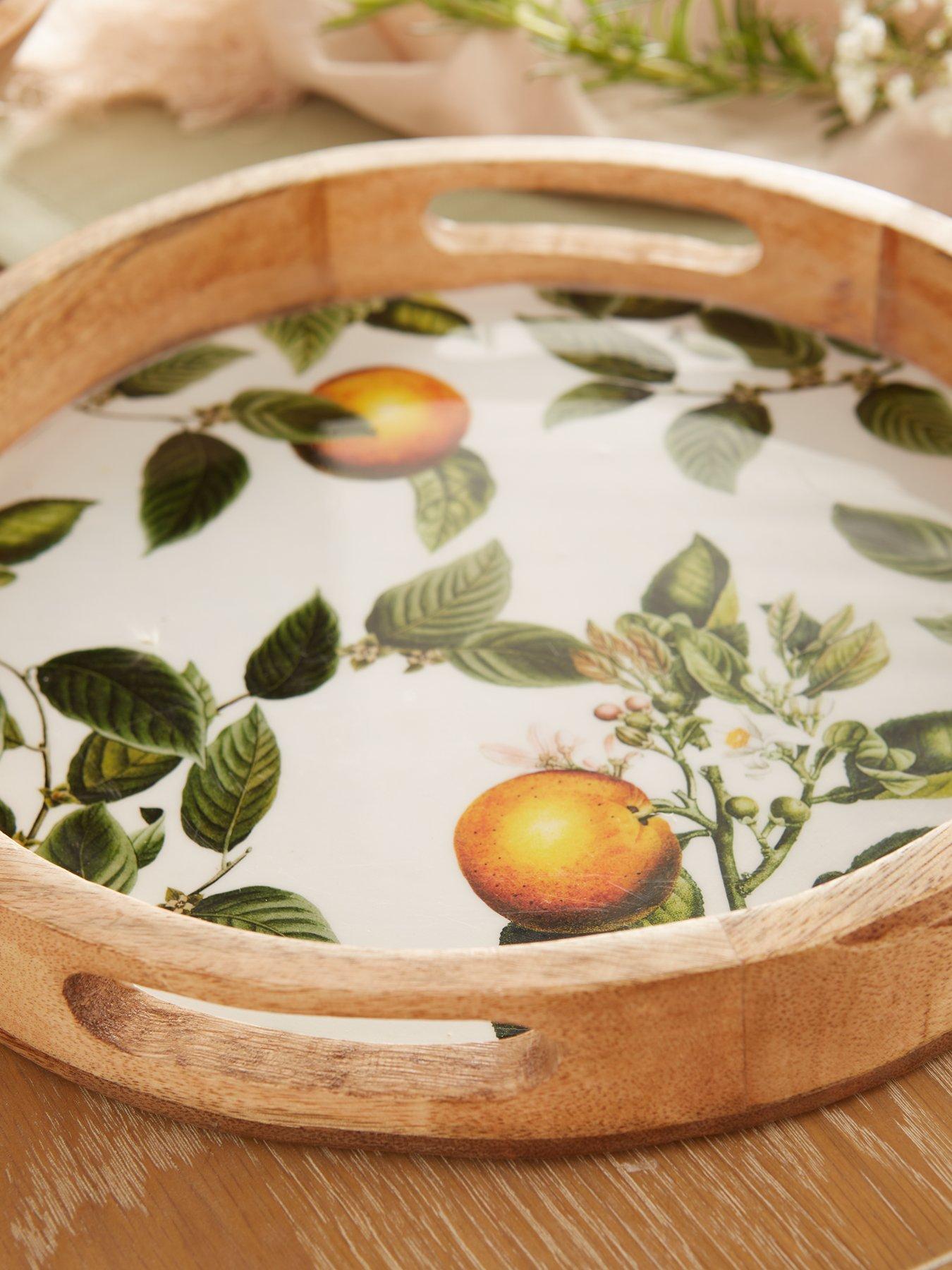 Very Home Orange Blossom Mango Wood Round Serving Tray Very
