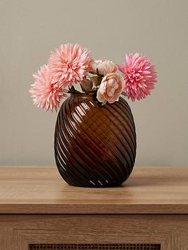 Product photograph of Very Home Cognac Ribbed Glass Vase 16cm from very.co.uk