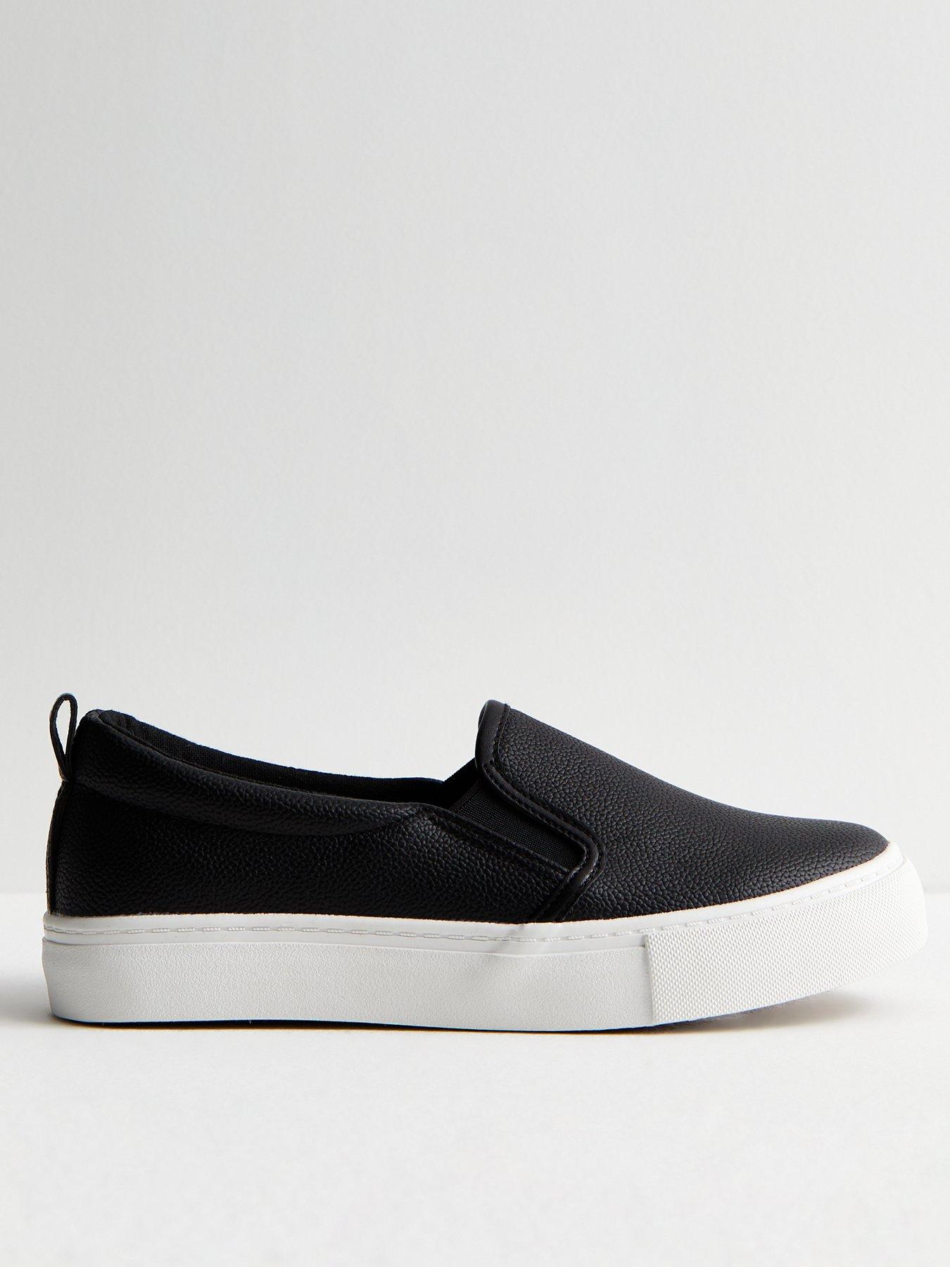 Black and white slip on best sale