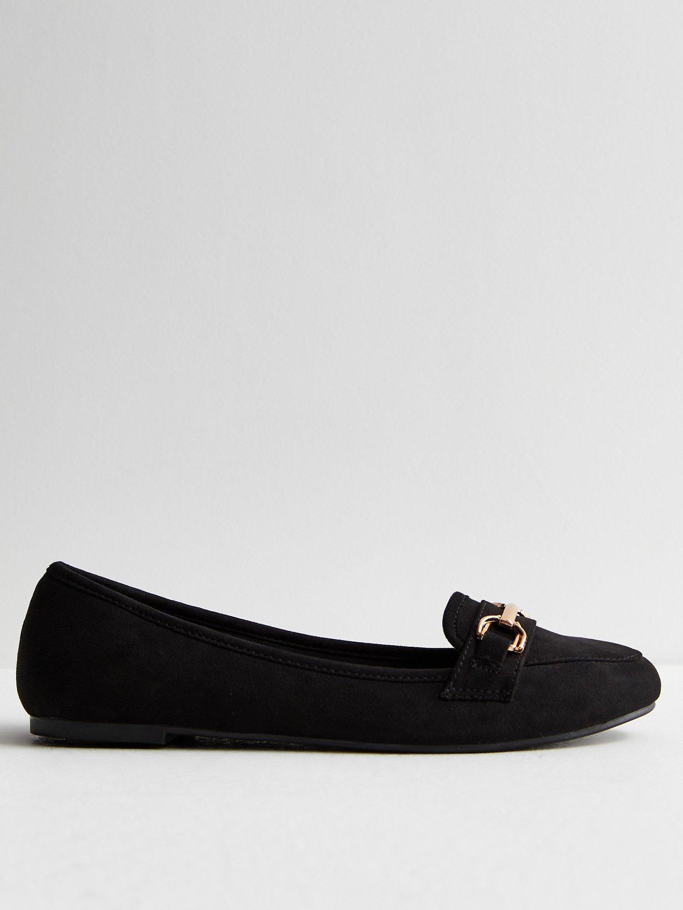 Suedette Snaffle Trim Loafers Black