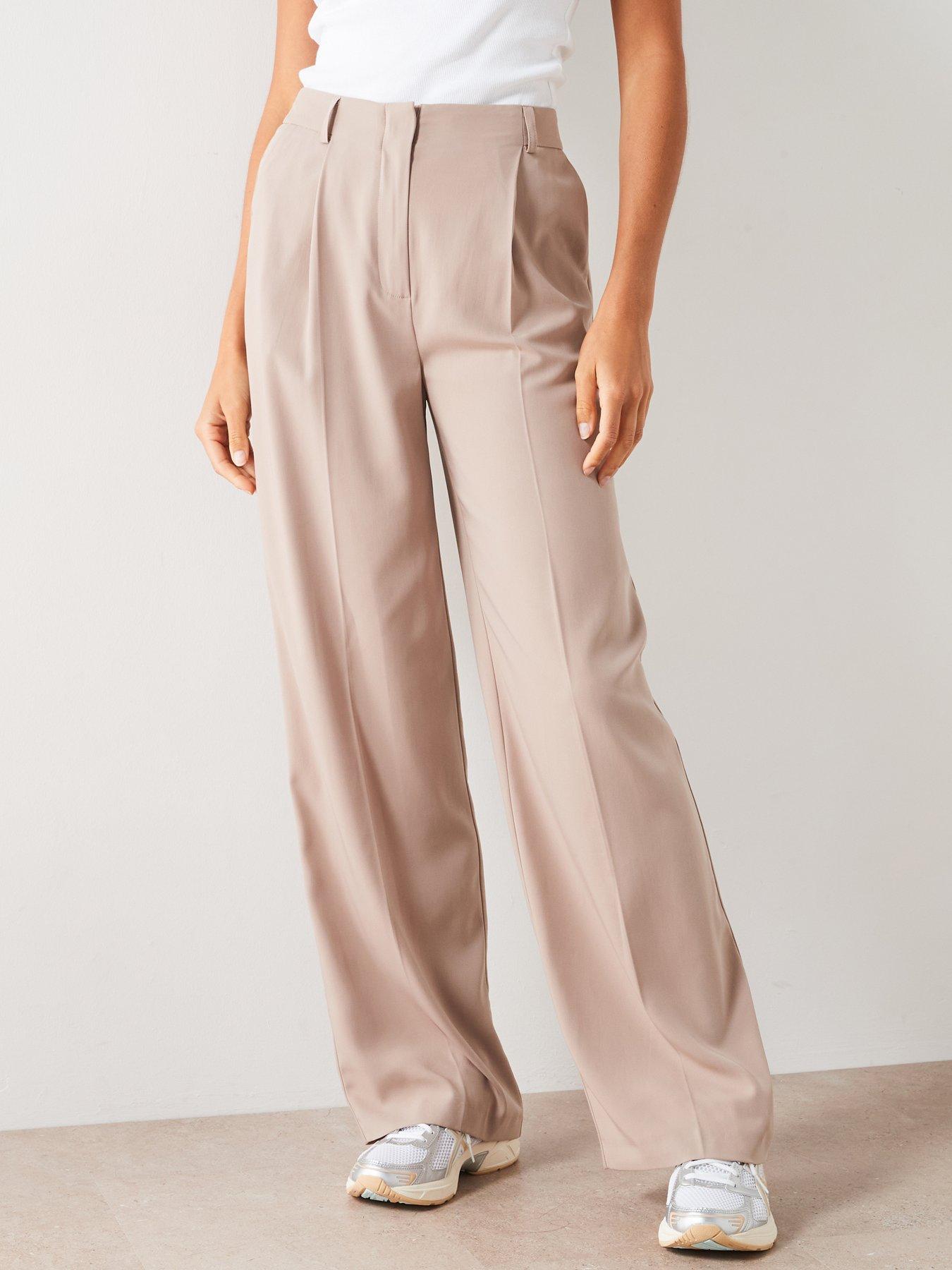 V by Very Relaxed Soft Wide Leg Trousers Taupe