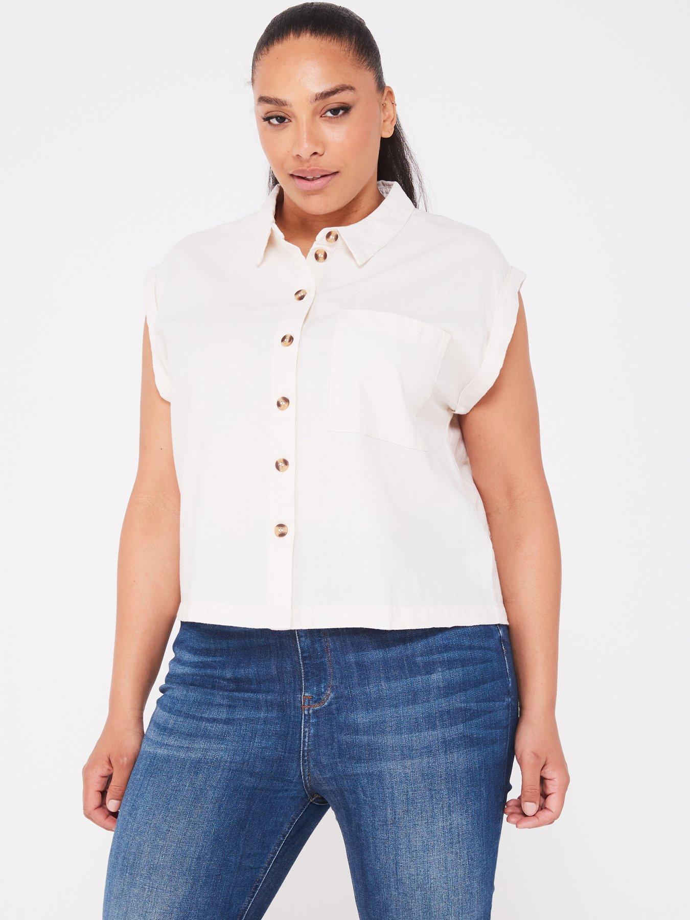 Vero Moda Curve Curve Button Down Shirt - Birch, Cream, Size Eu 50 = Uk 22, Women
