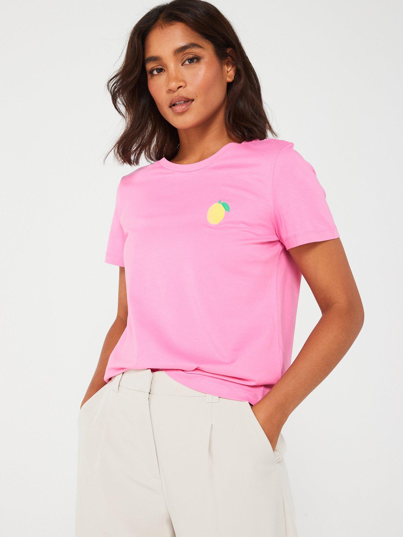 Vero Moda Lemon Graphic T-shirt - Pink | Very.co.uk