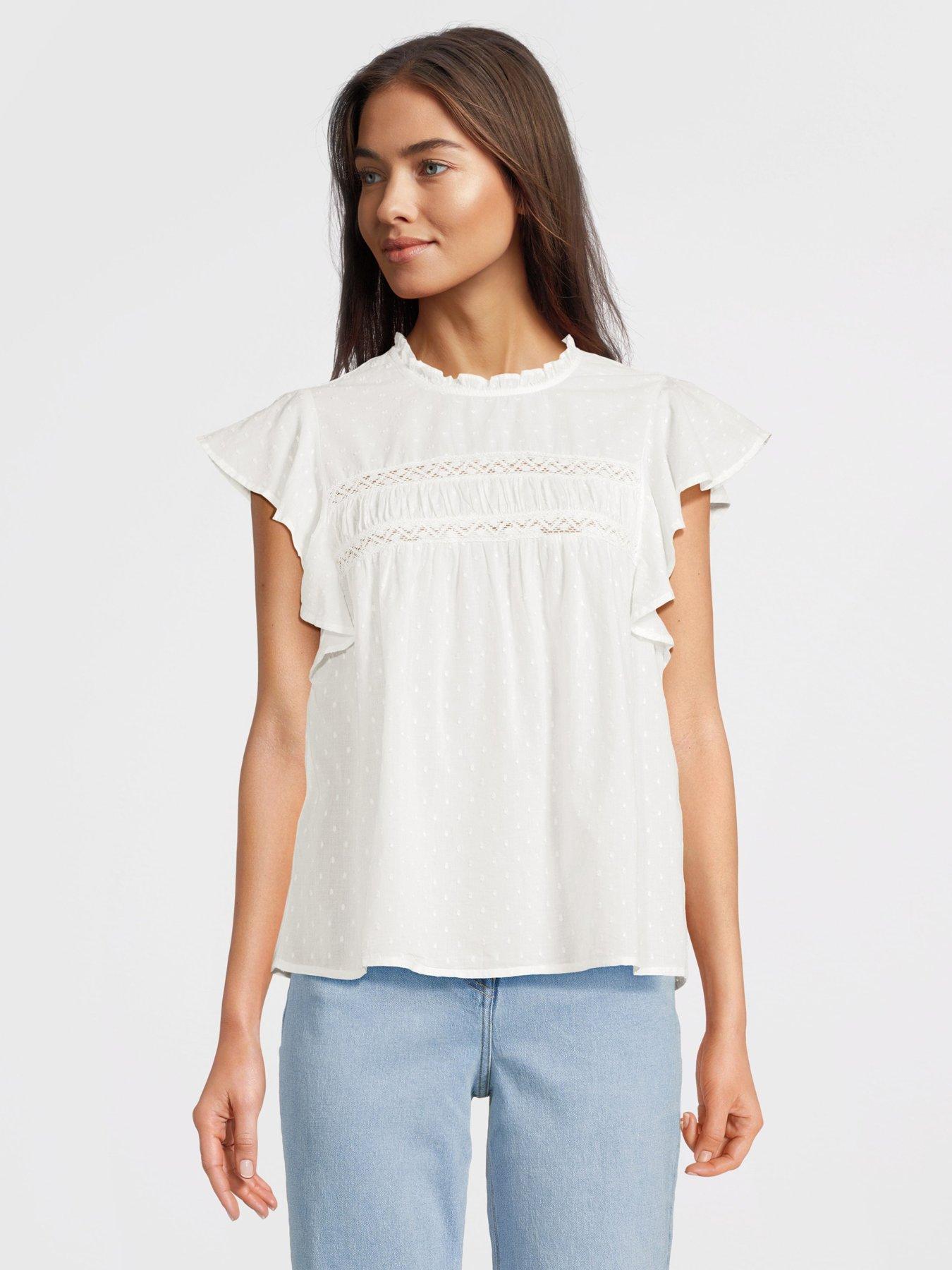 Vero Moda Sleeveless Lace Detail Top - White | Very.co.uk