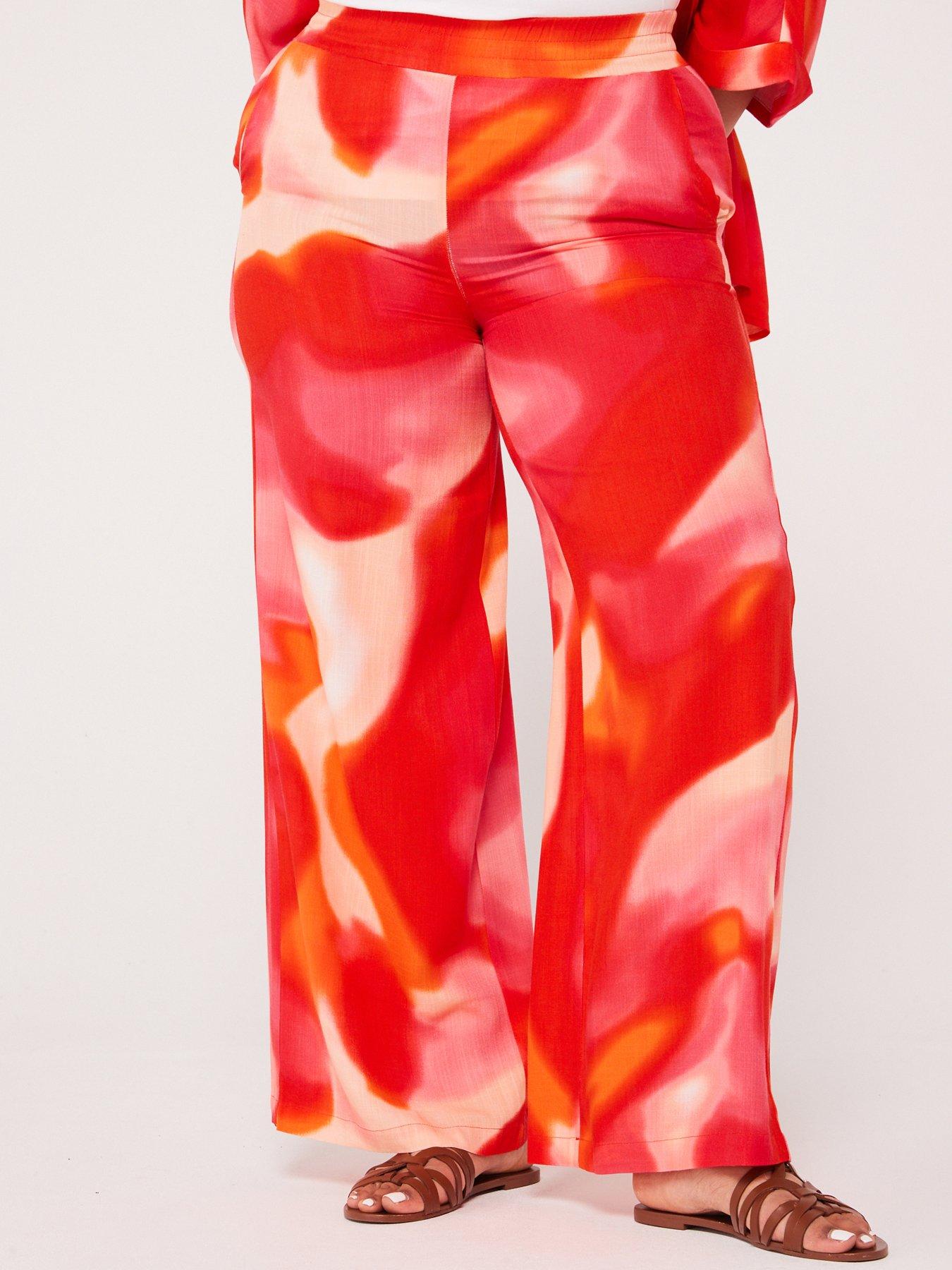 Vero Moda Curve Curve Printed Wide Leg Trouser - Red