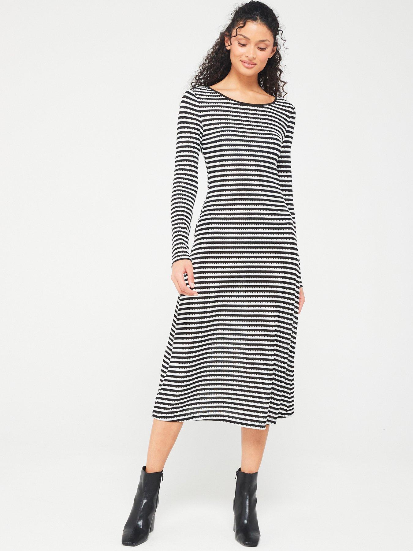 Vero Moda Stripe Midi Dress - Black