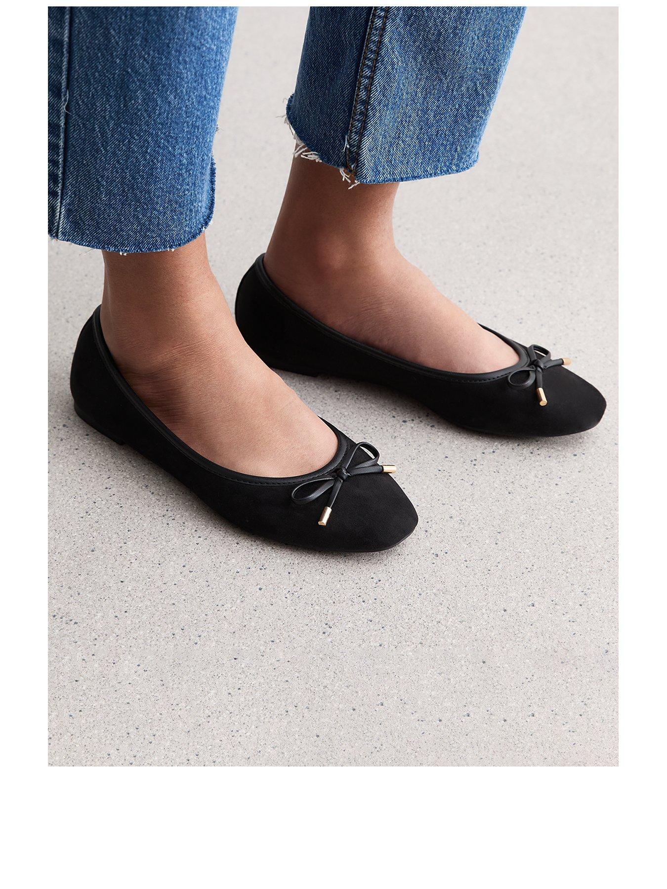 Black Suedette Ballet Flats