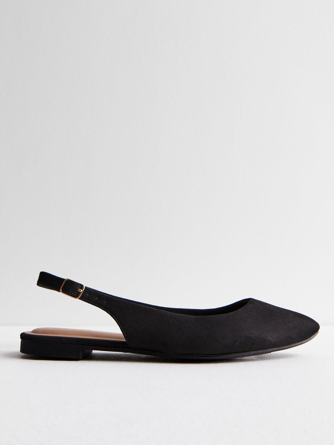 Black flat slingback shoes hotsell