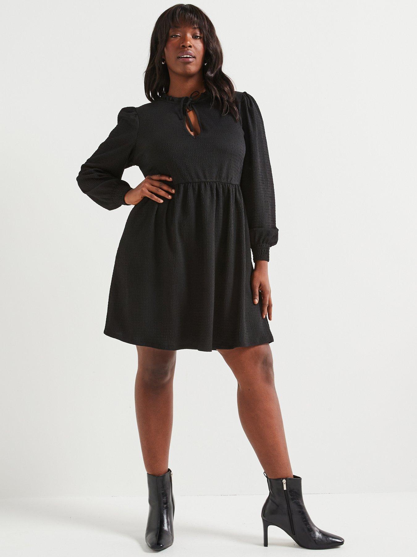 Yours Curve Textured Short Dress Black Very