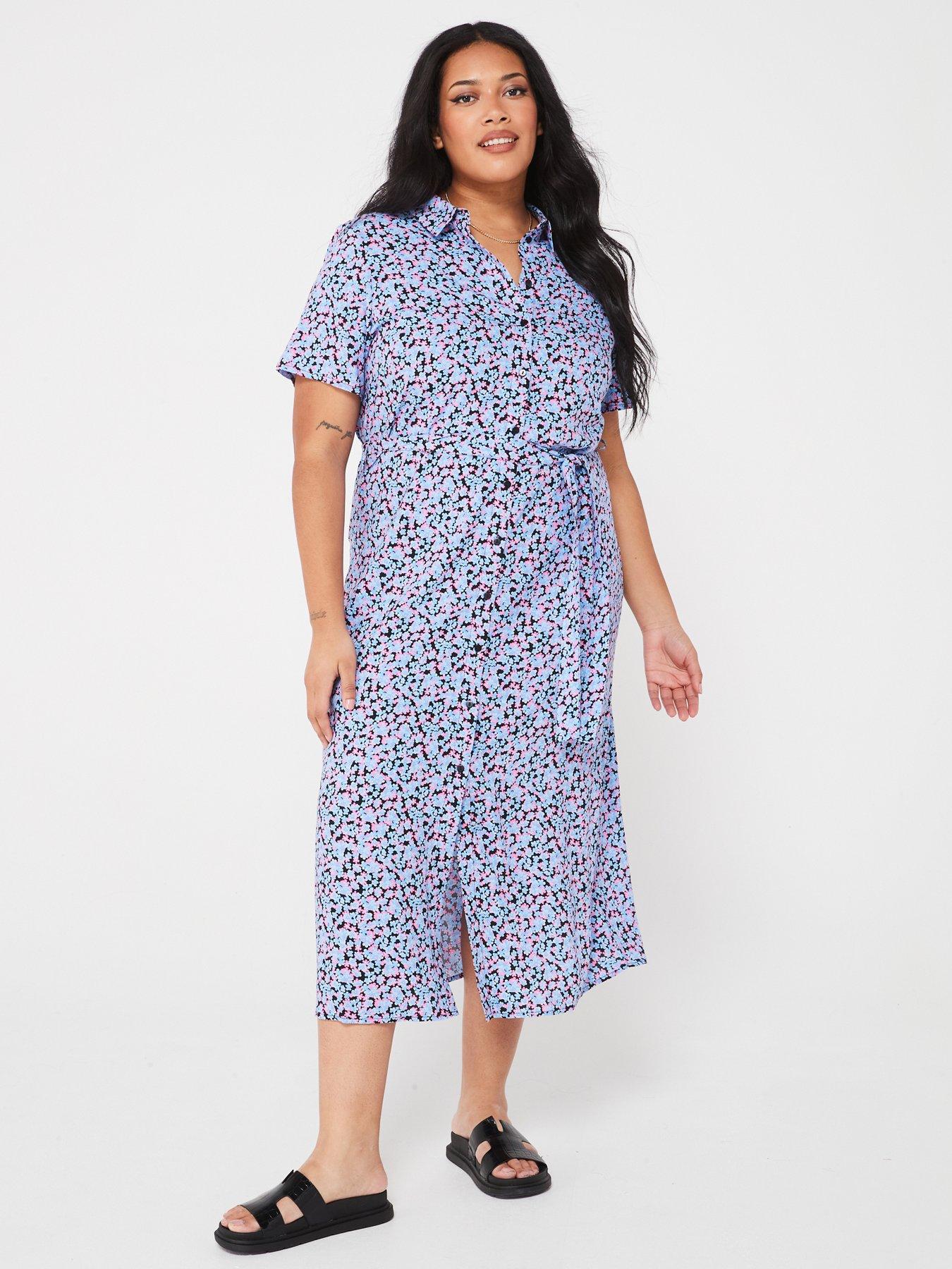 Moda Curve Curve Shirt Dress Blue