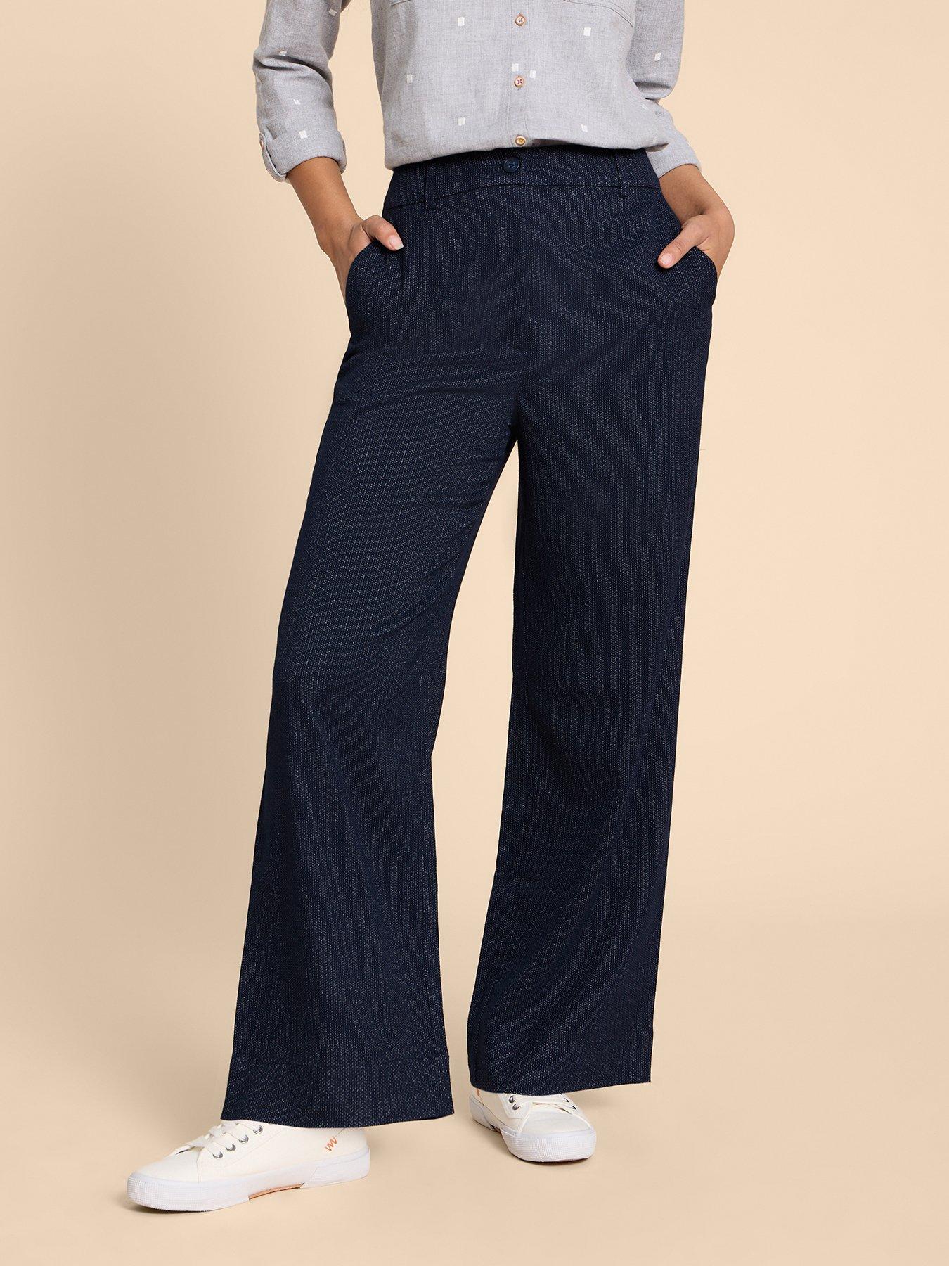 White Stuff Belle Tweedy Wide Leg Trouser - Navy