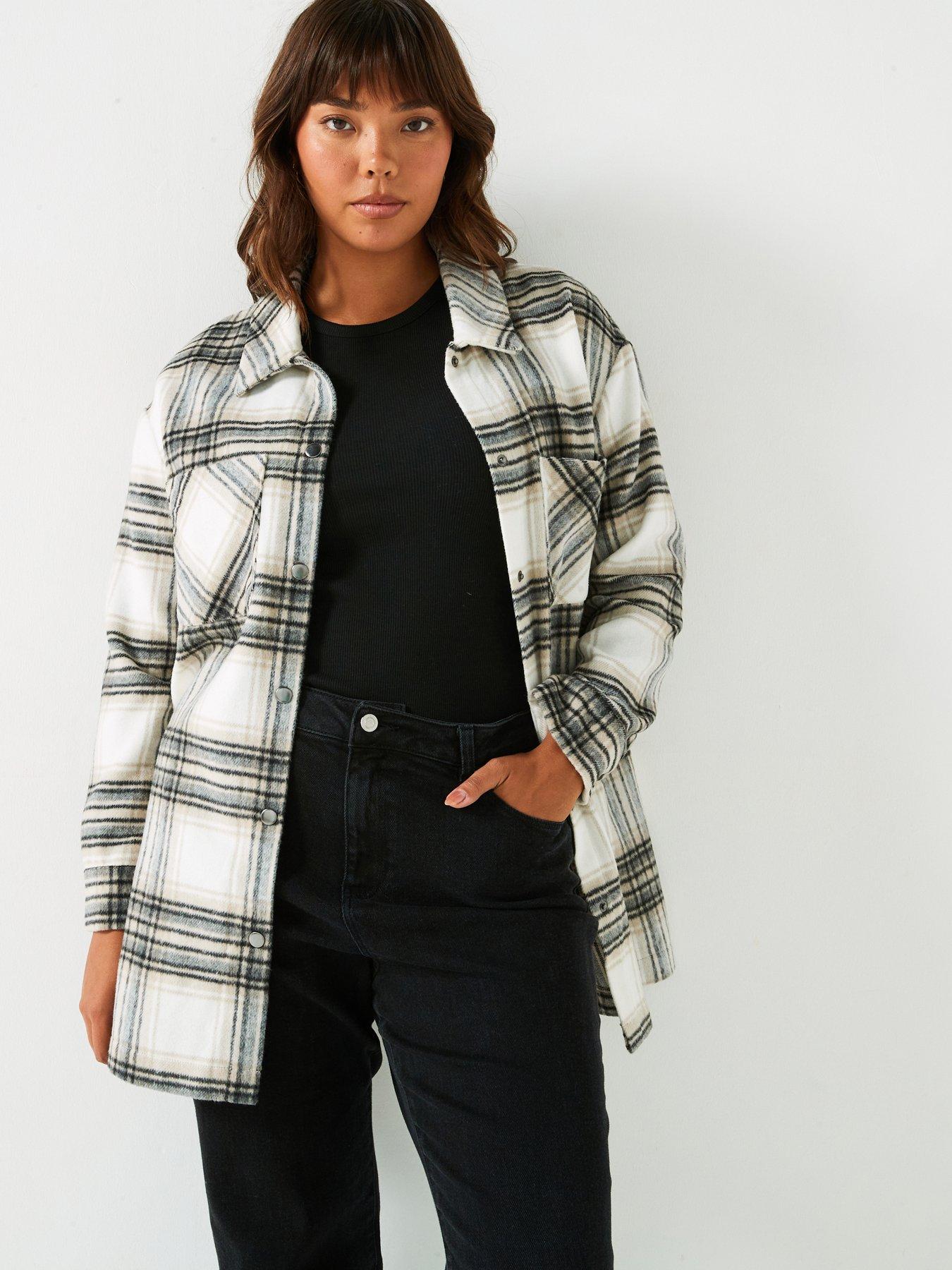 V By Very Curve Check Shacket - Multi