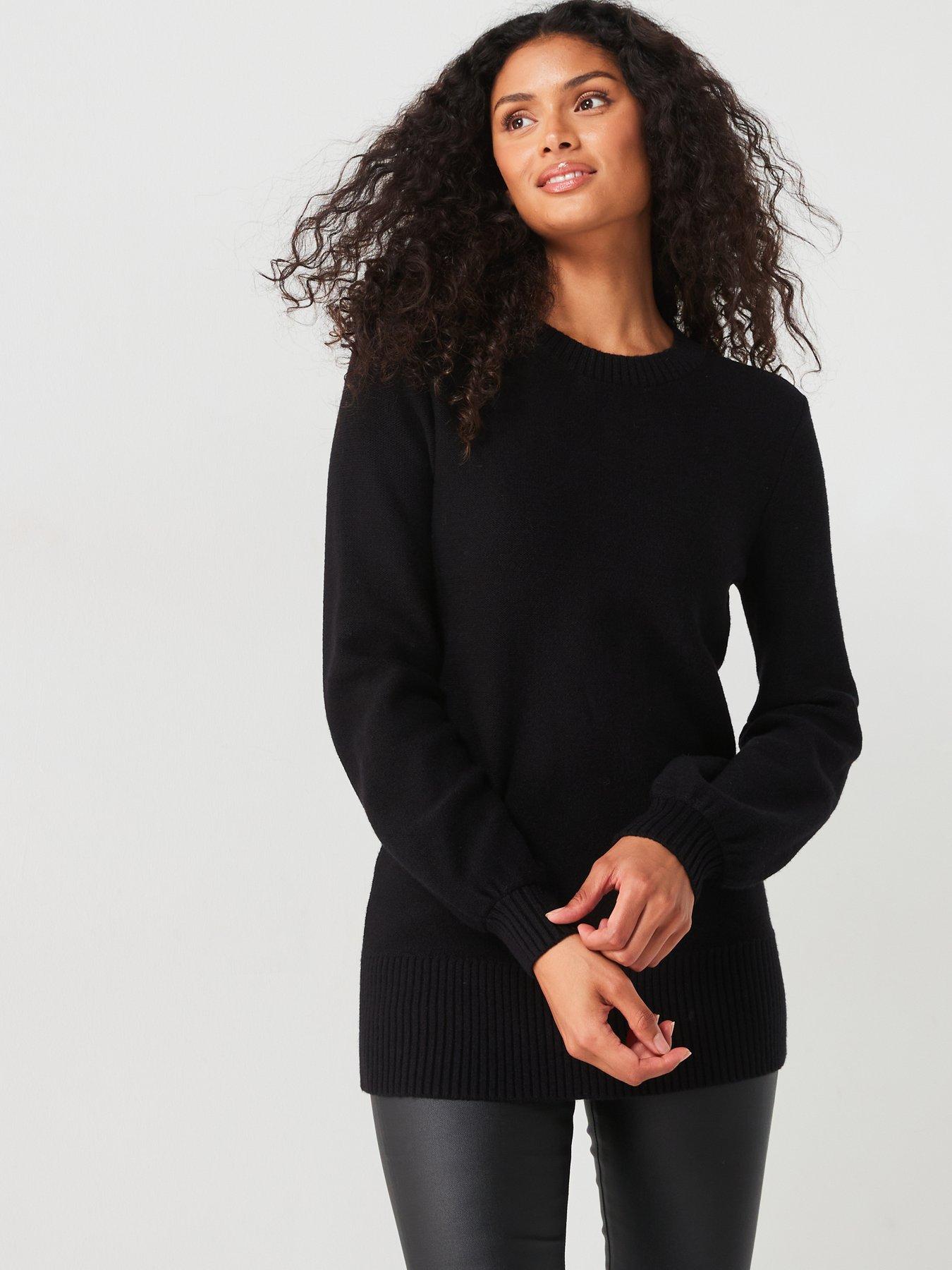 Longline black jumper womens best sale