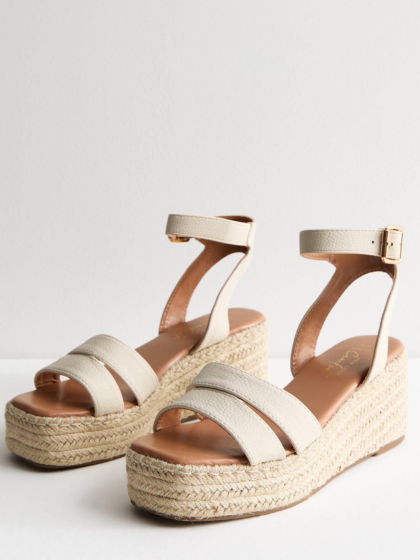 New Look Wide Fit Off White Espadrille Flatform Sandals Very
