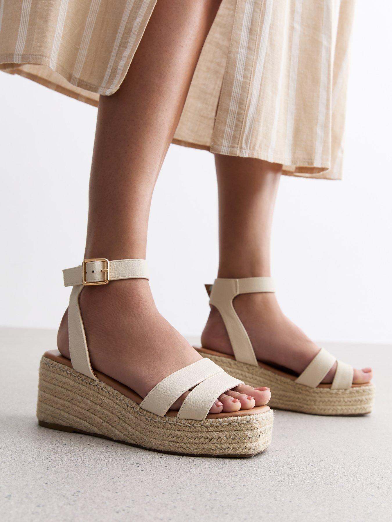 New Look Wide Fit Off White Espadrille Flatform Sandals Very