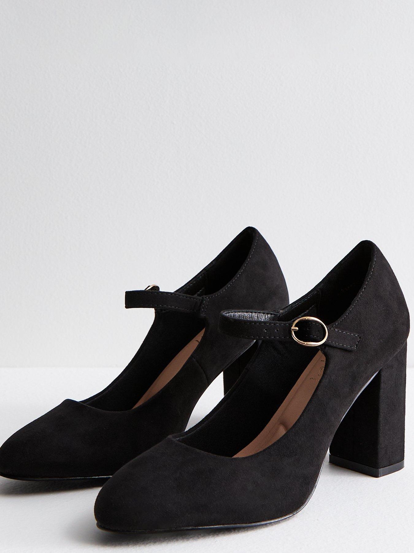New Look Black Suedette Mary Jane Block Heel Court Shoes Very