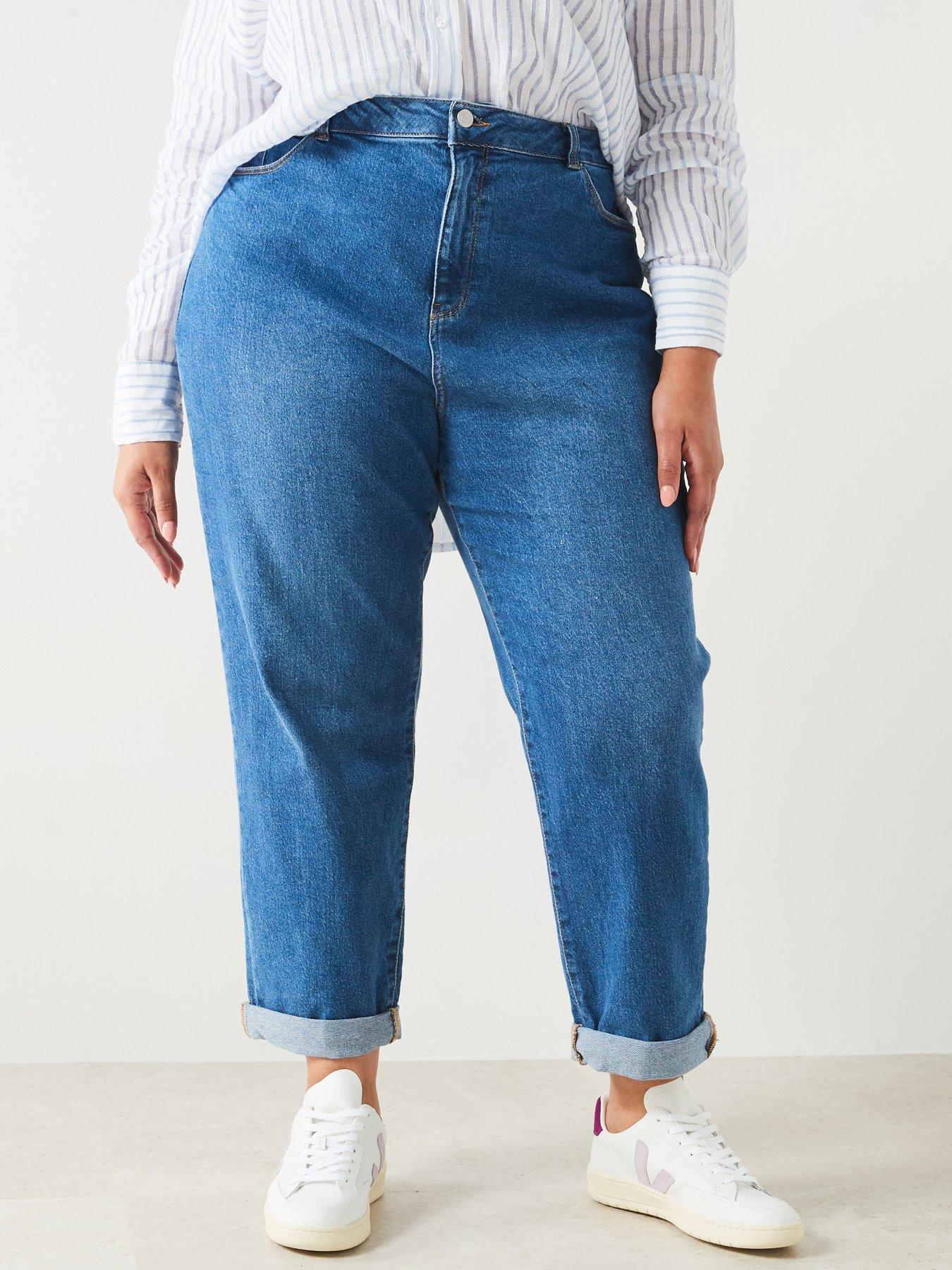 undefined High Waisted Stretch Mom Jean - Blue
