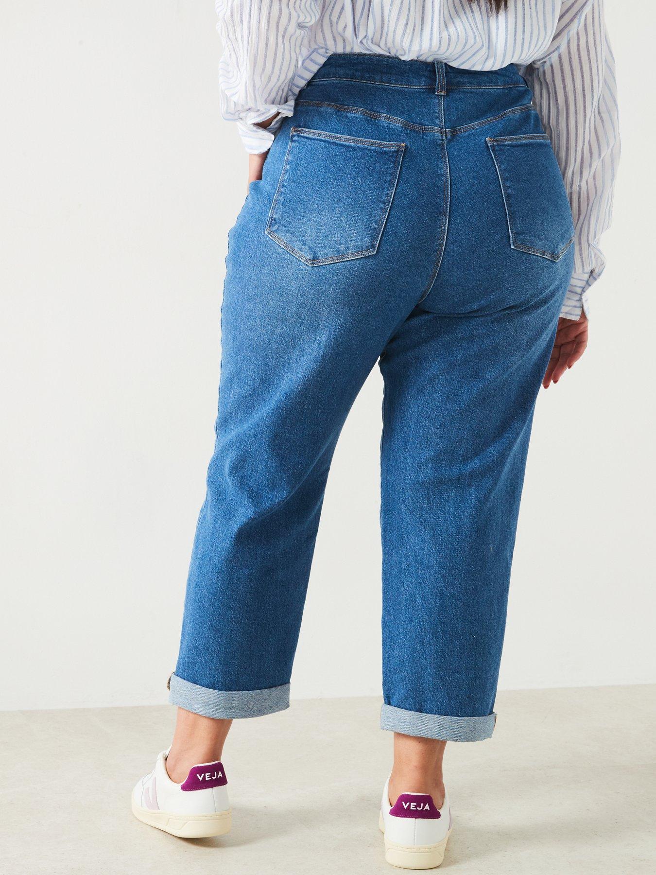 Image 2 of 6 of V by Very Curve High Waisted Stretch Mom Jean - Blue