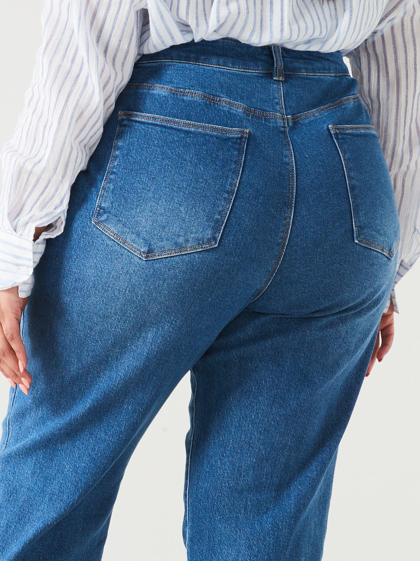 Image 4 of 6 of V by Very Curve High Waisted Stretch Mom Jean - Blue