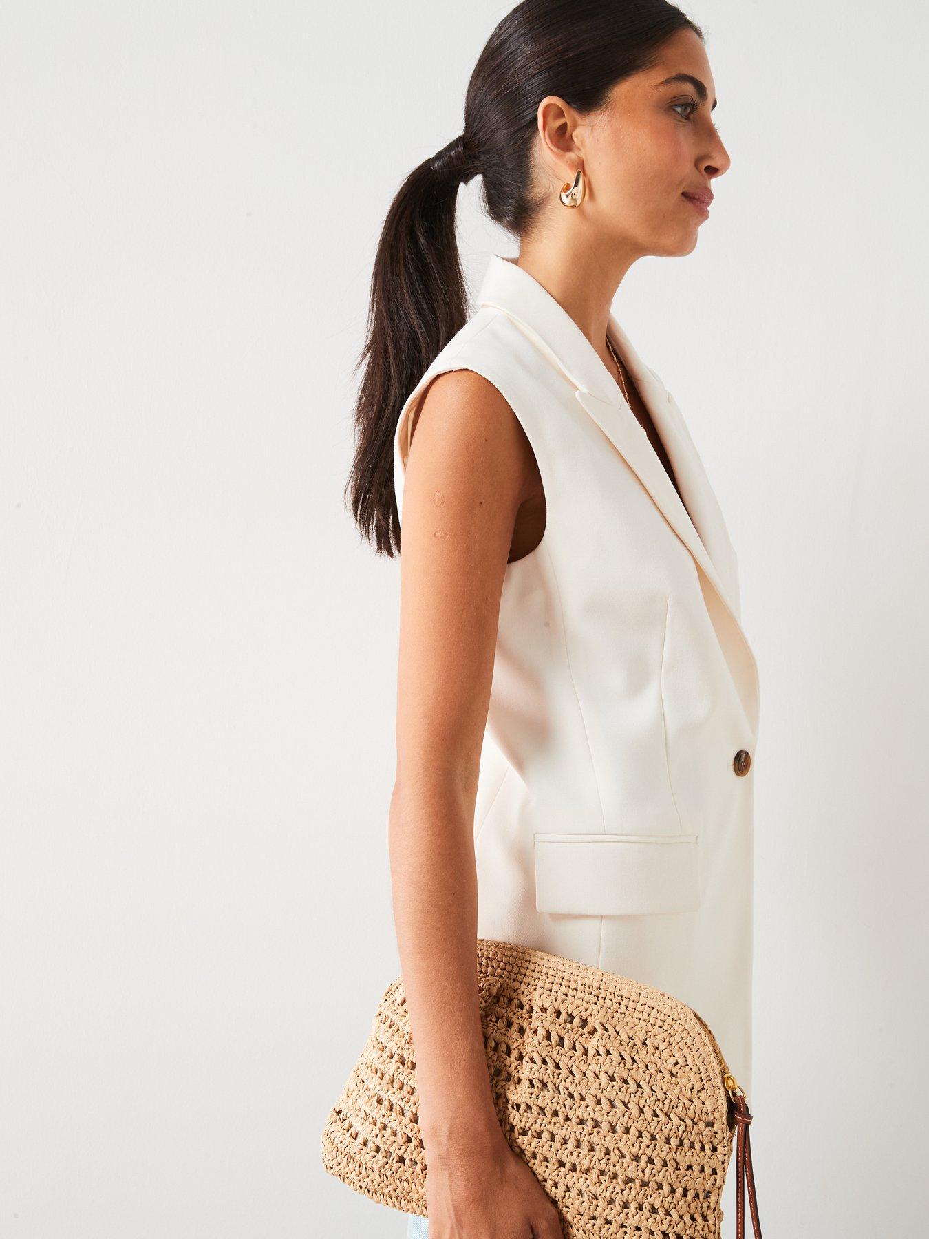 Image 4 of 6 of V by Very Sleeveless Longline Waistcoat - Cream